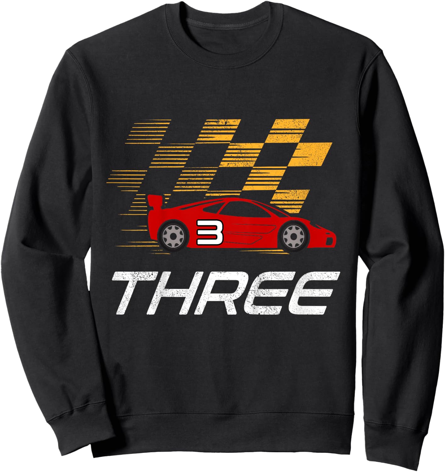 Kids 3rd Birthday Racing Driver Costume 3 Years Old Racing Car Sweatshirt - Sweatshirt | Black