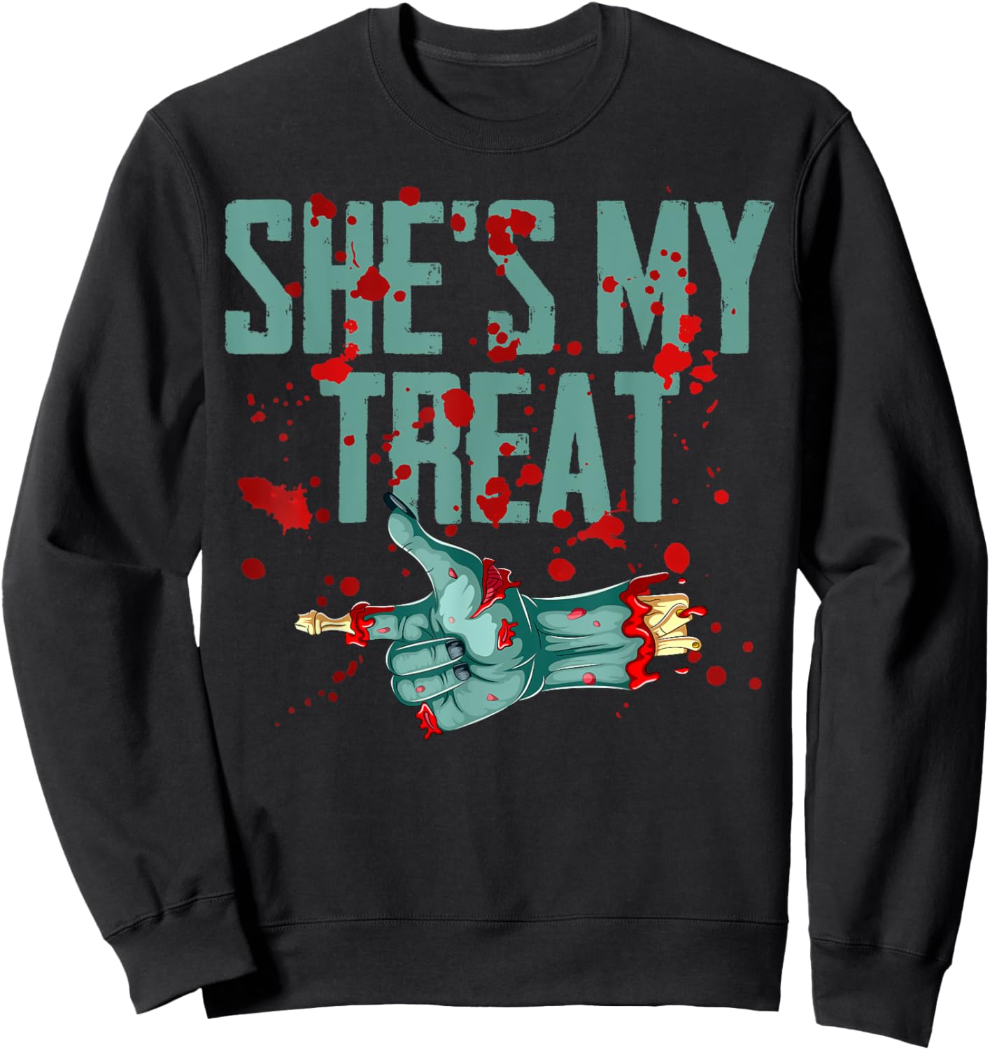He's My Trick She's My Treat Halloween Zombie Matching Sweatshirt - Sweatshirt | Black