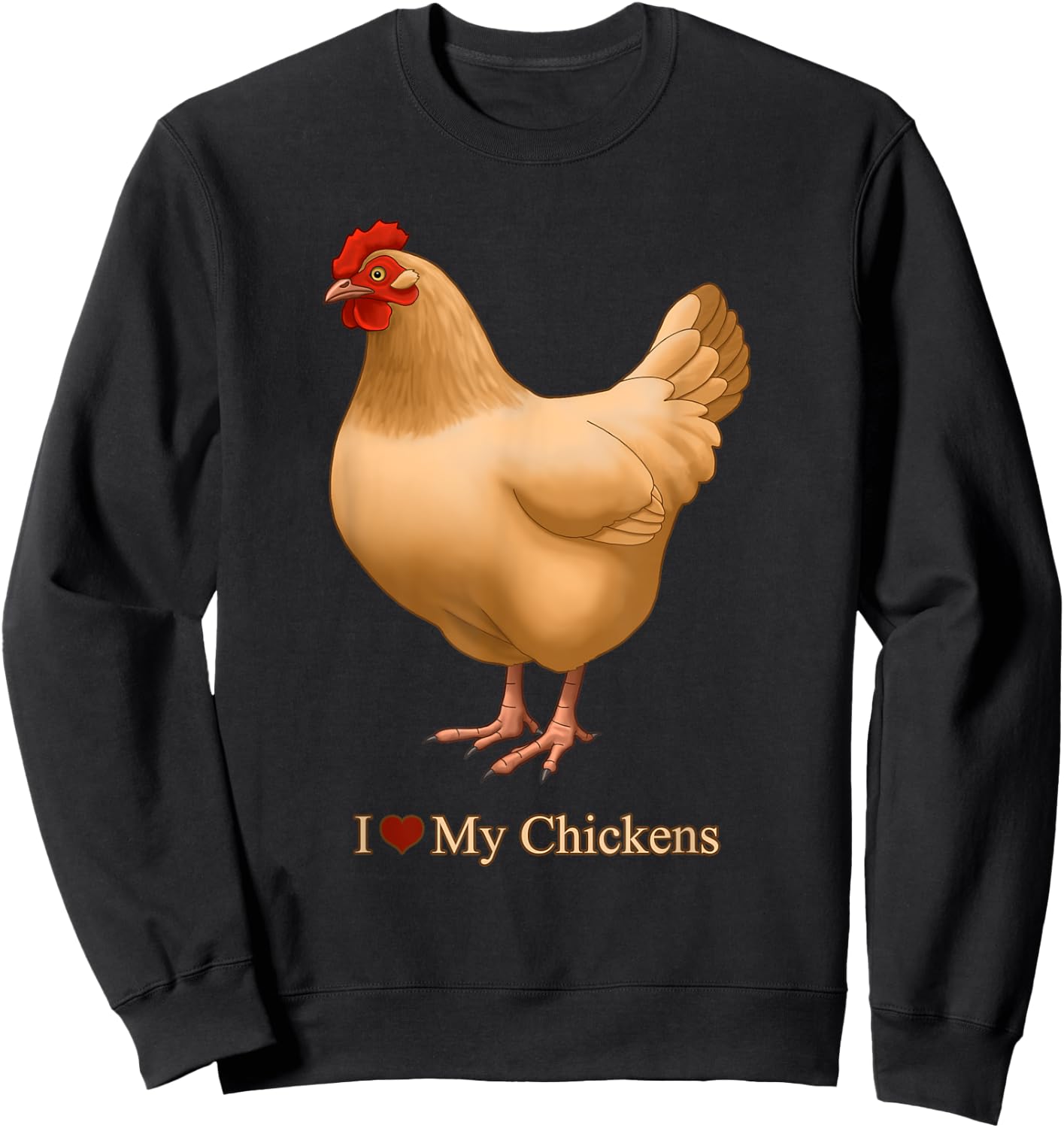 I Heart (Love) My Chickens Buff Orpington Hen Sweatshirt - Sweatshirt | Black