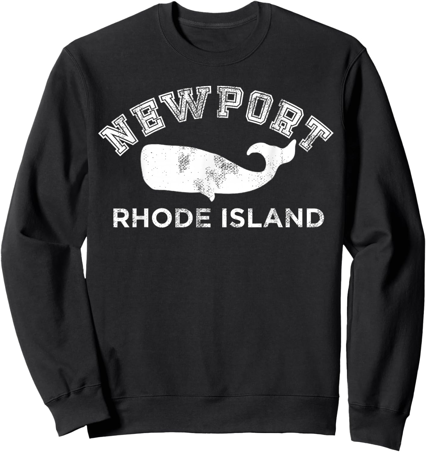 Newport Rhode Island RI Whale Vintage Retro Silhouette Sweatshirt - Sweatshirt | Black