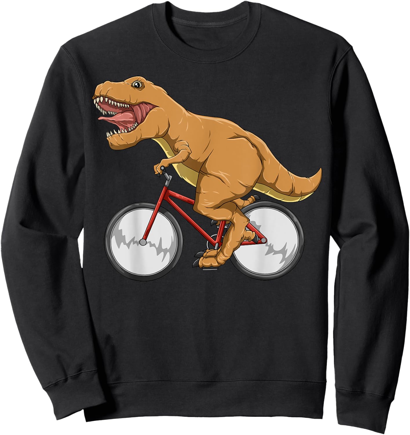 Cycling Dinosaur T-Rex Riding Road Bike MTB Cyclocross Sweatshirt - Sweatshirt | Black