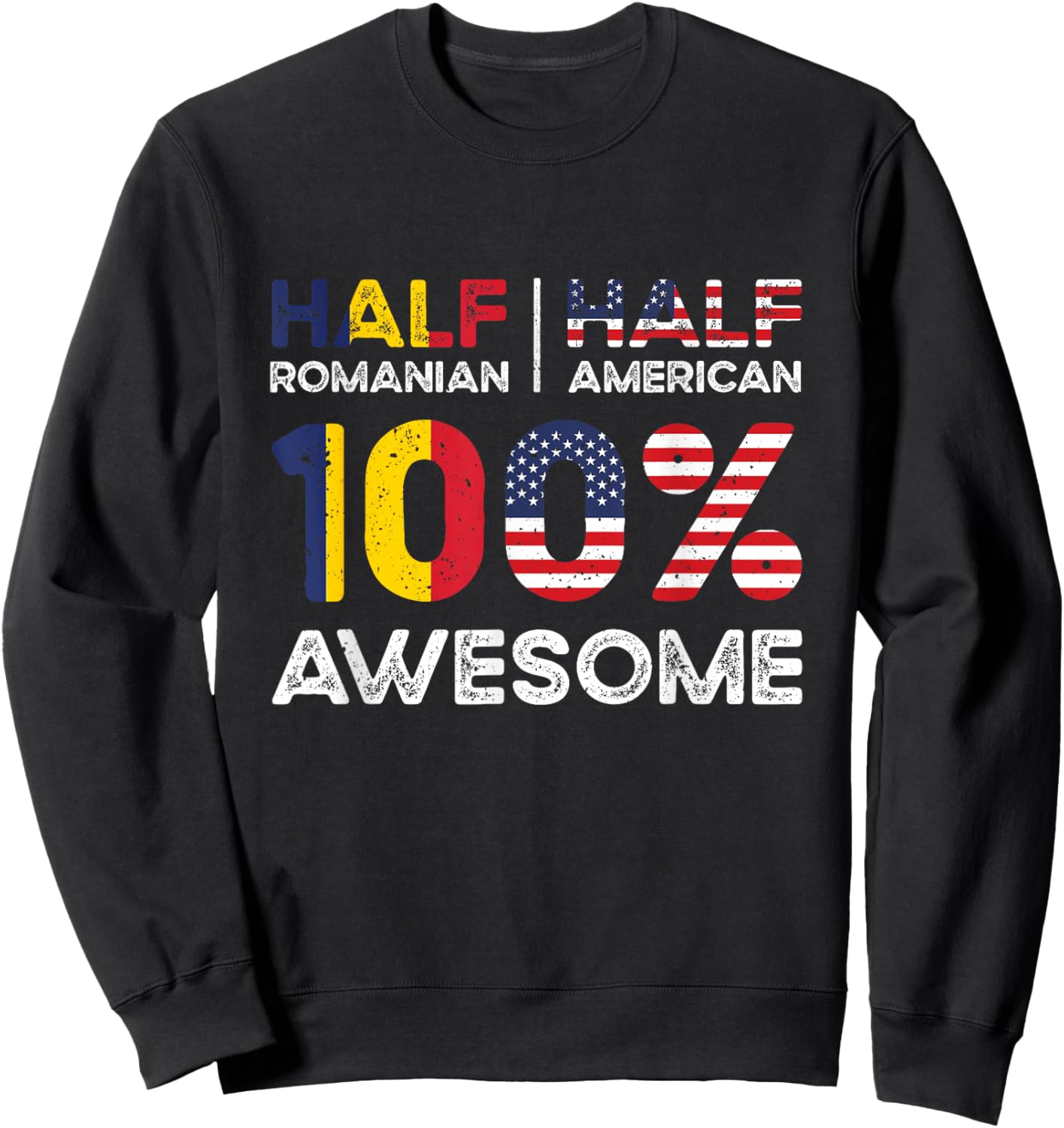 Romanian American Patriot USA Grown Romania US Flag Sweatshirt - Sweatshirt | Black