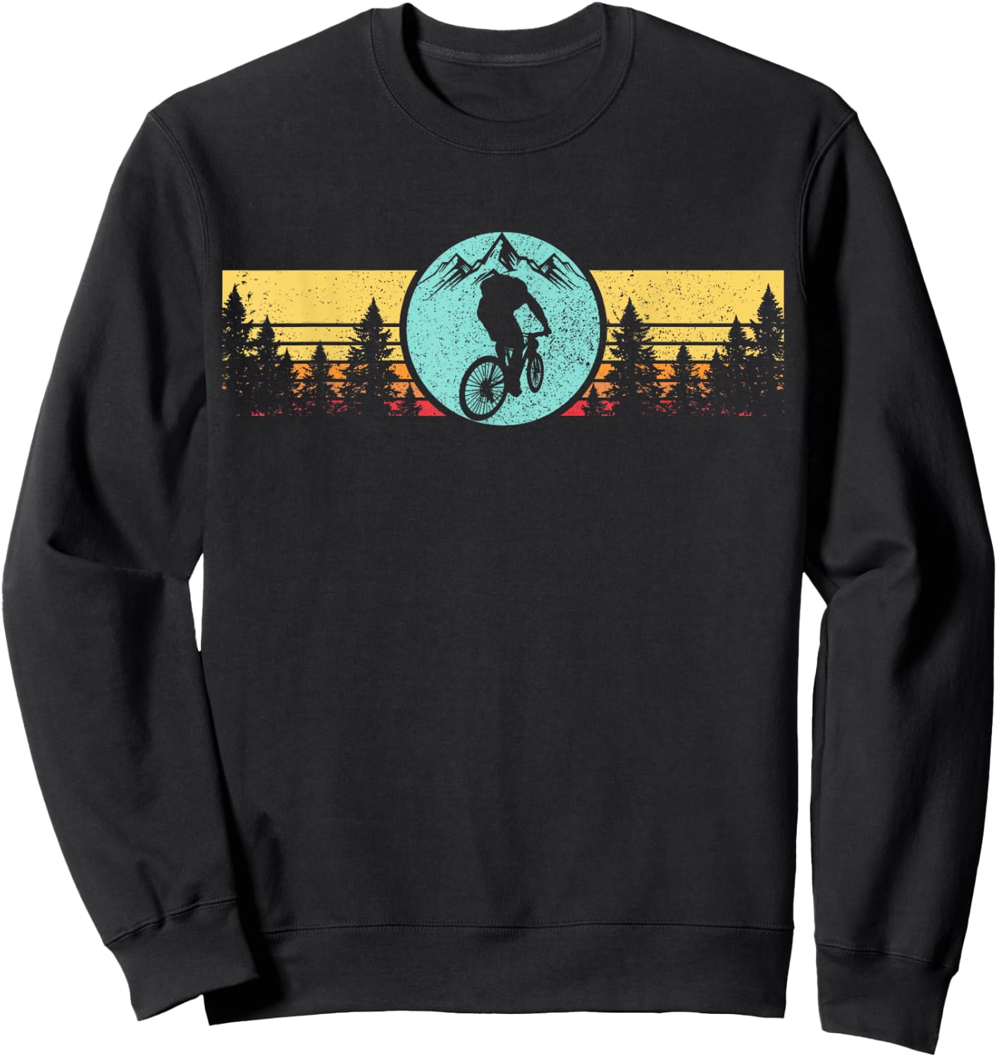Mountain Bike Vintage Retro MTB Biking Cycling Nature Sweatshirt - Sweatshirt | Black