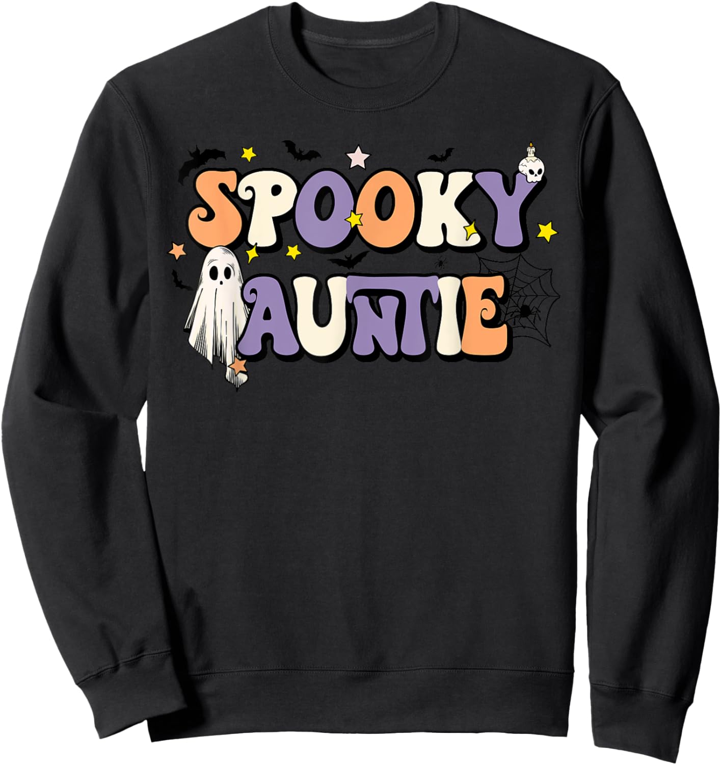 Spooky Auntie Halloween Aunt Ghost Witchy Costume Sweatshirt - Sweatshirt | Black