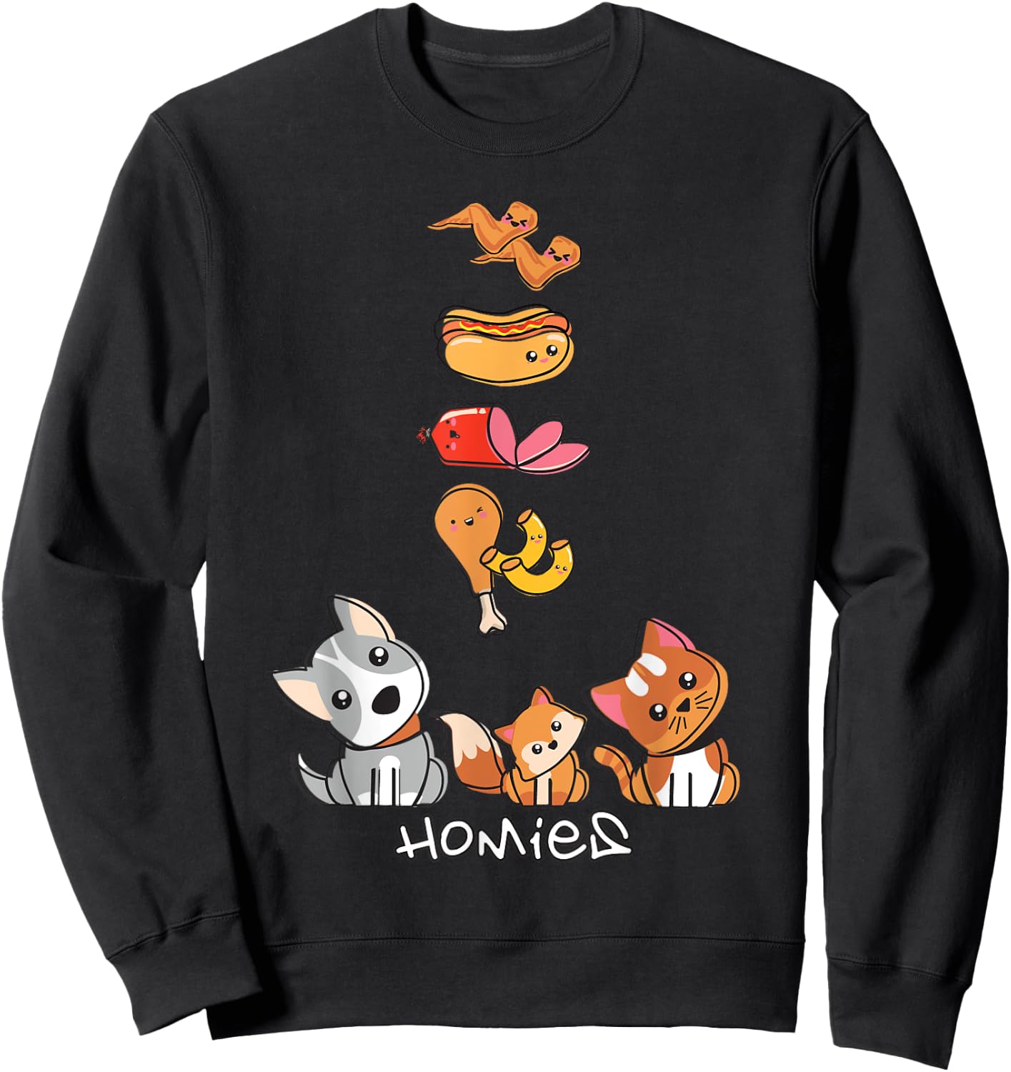 Chicken Wing, Chicken Wing, Hot Dog & Bologna Women Girls Kids Sweatshirt - Sweatshirt | Black