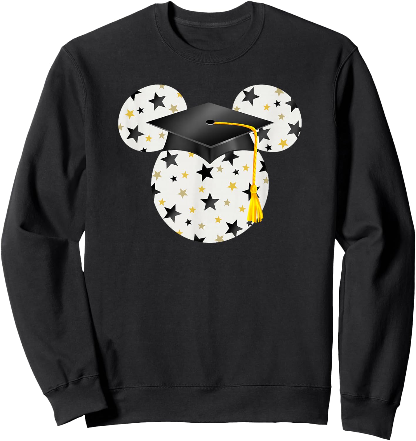 Disney Mickey Head Graduation Hat Star Fill Sweatshirt - Sweatshirt | Black