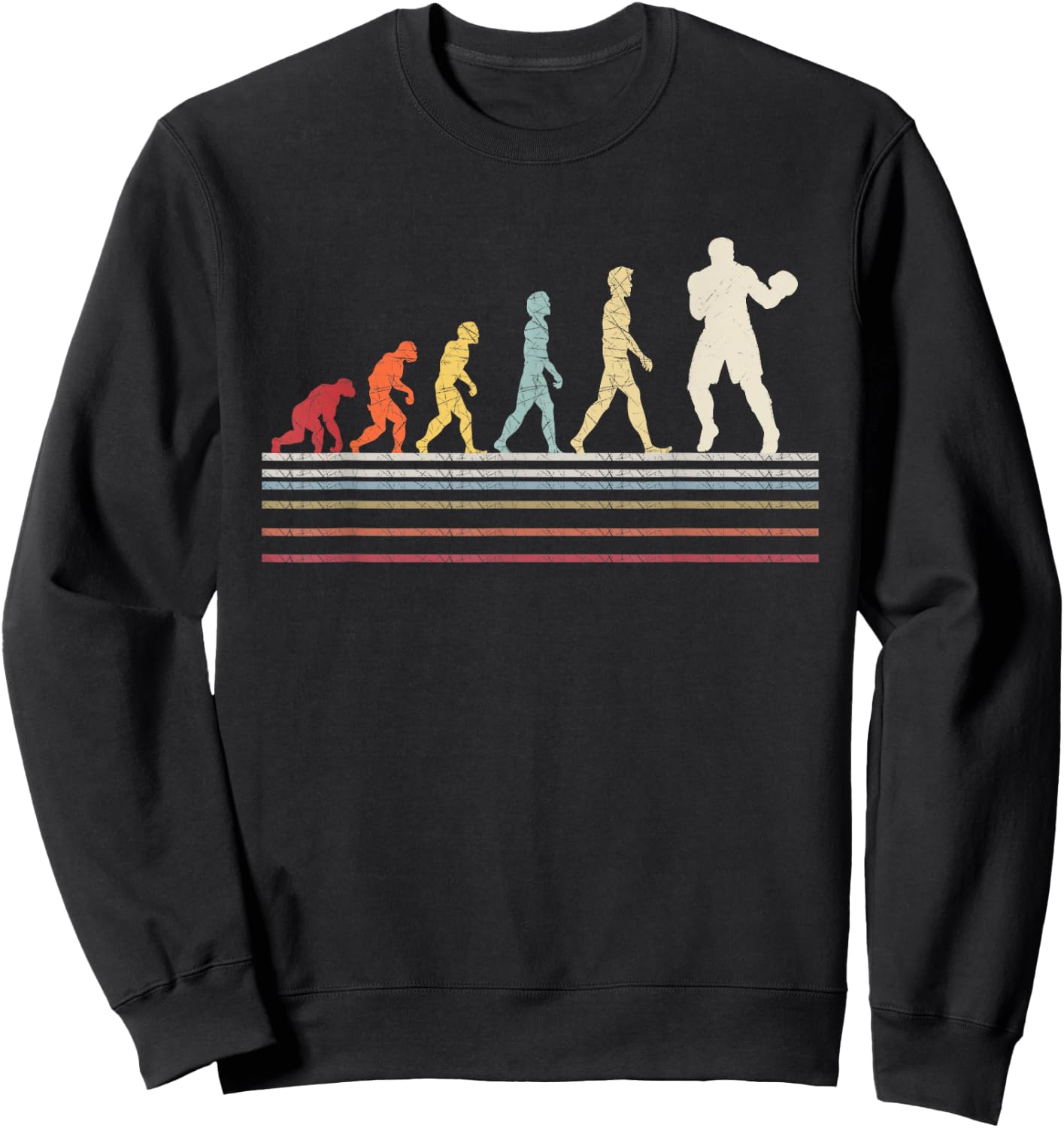 Boxing Evolution Funny Boxer Gift Retro Vintage Boxing Sweatshirt - Sweatshirt | Black
