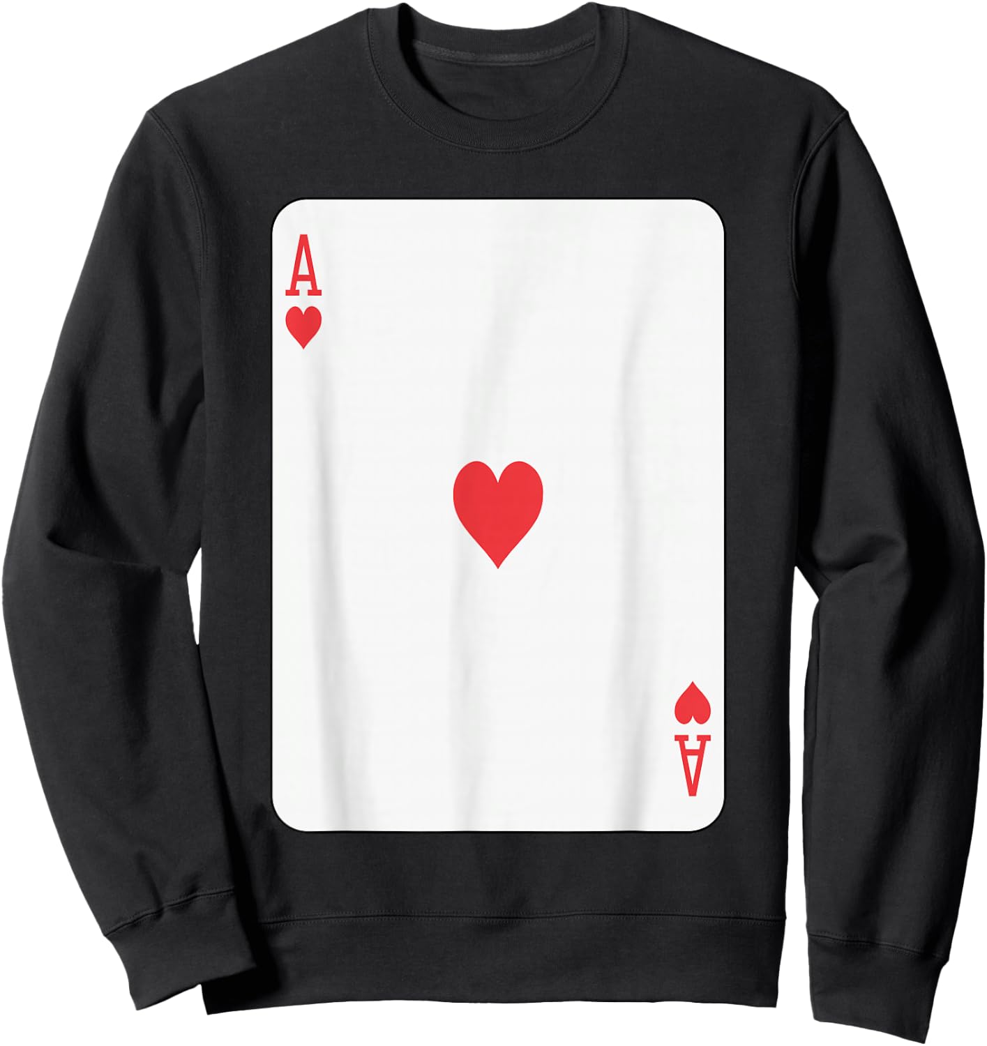 Ace of Hearts Playing Card Poker Sweatshirt - Sweatshirt | Black