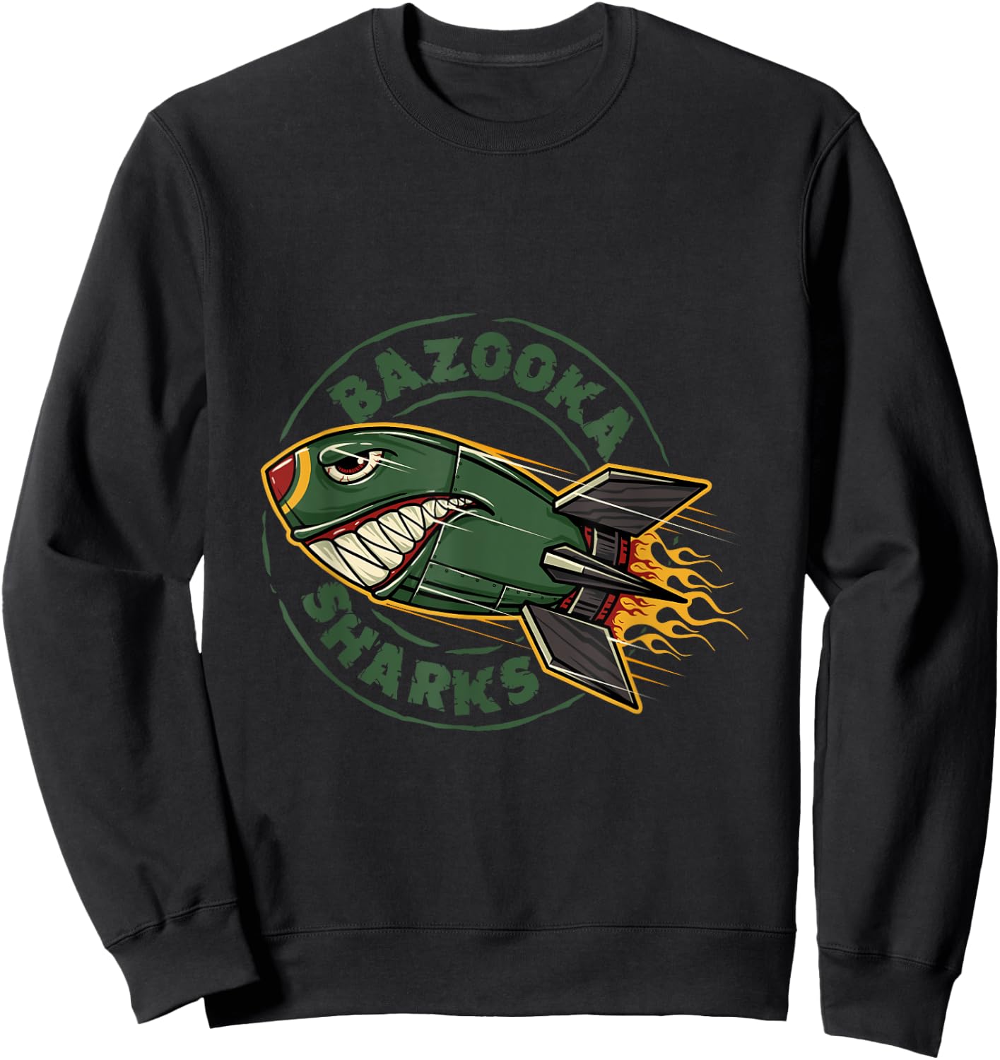 Bazzoka Sharks Flying Rocket Weapon Bazooka Sweatshirt - Sweatshirt | Black