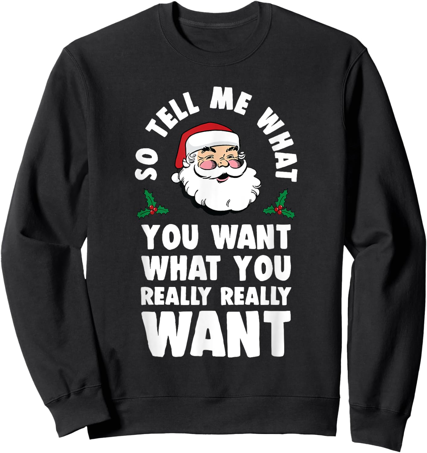 So Tell Me What You Want Funny Santa Parody Sweatshirt - Sweatshirt | Black