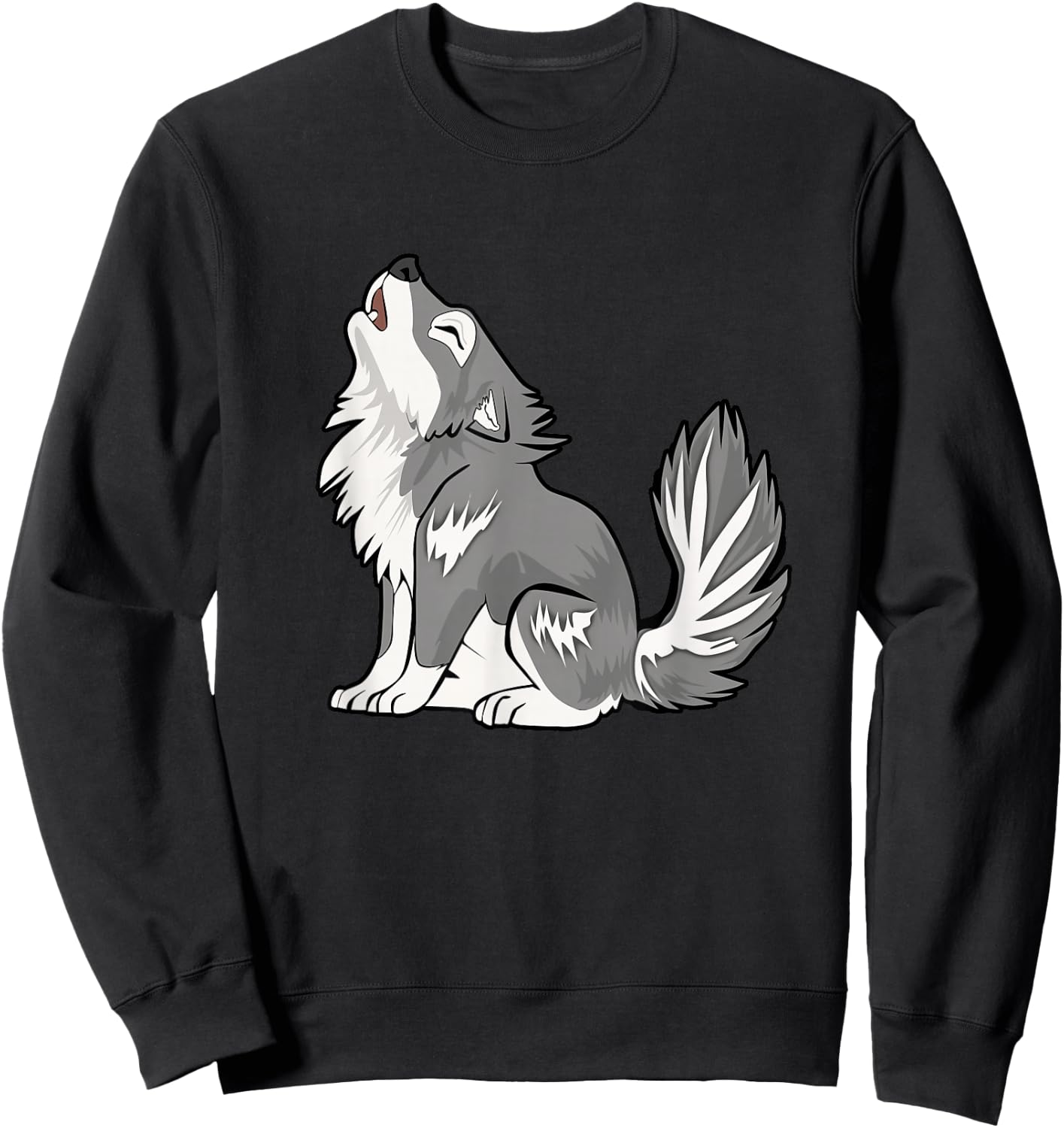 Cute Baby Howling Wolf Cub Sketch Gifts Costume Stuff Kids Sweatshirt - Sweatshirt | Black