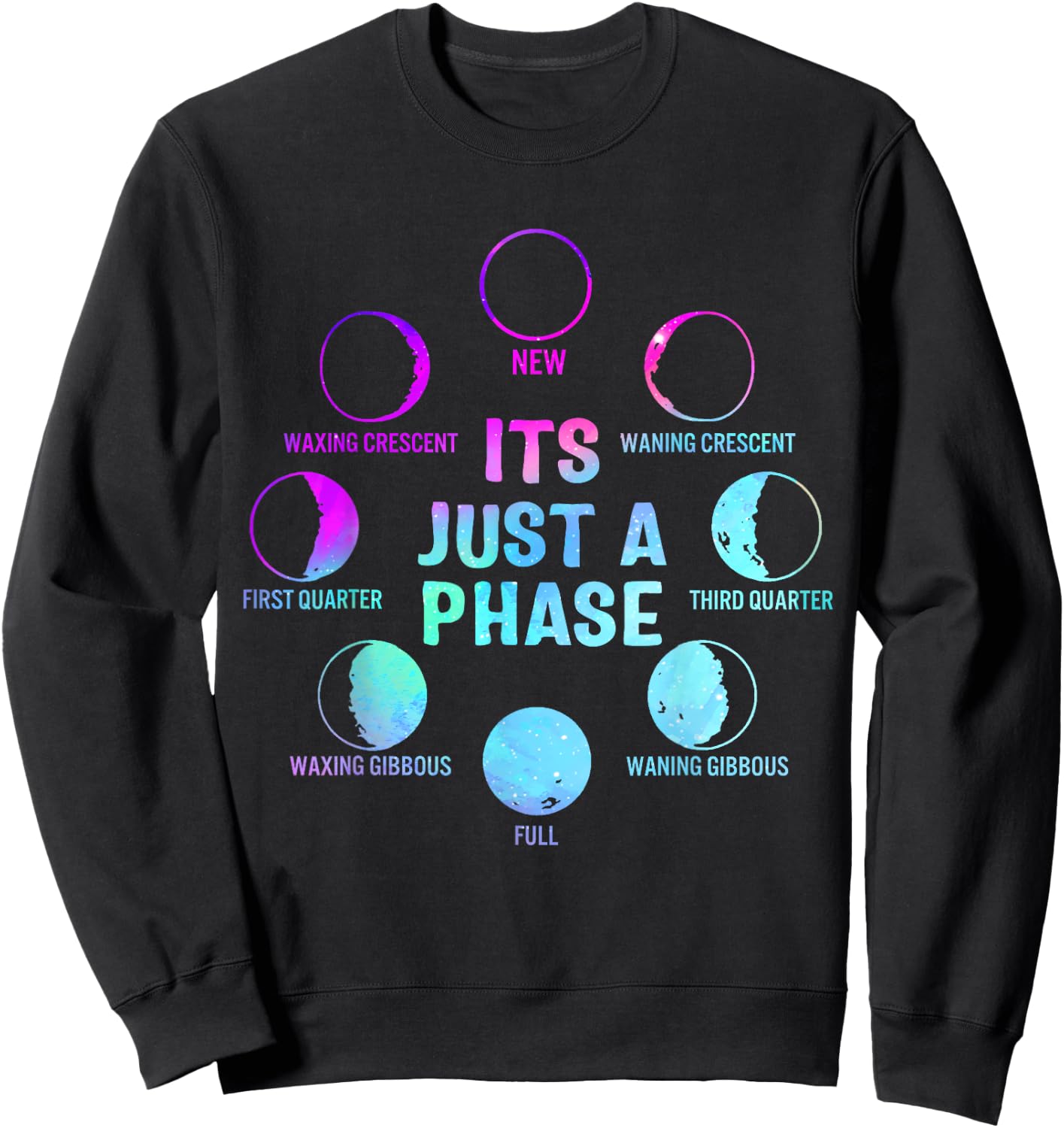 It's Just A Phase Celestial Moon Lunar Cycle Astronomy Kids Sweatshirt - Sweatshirt | Black