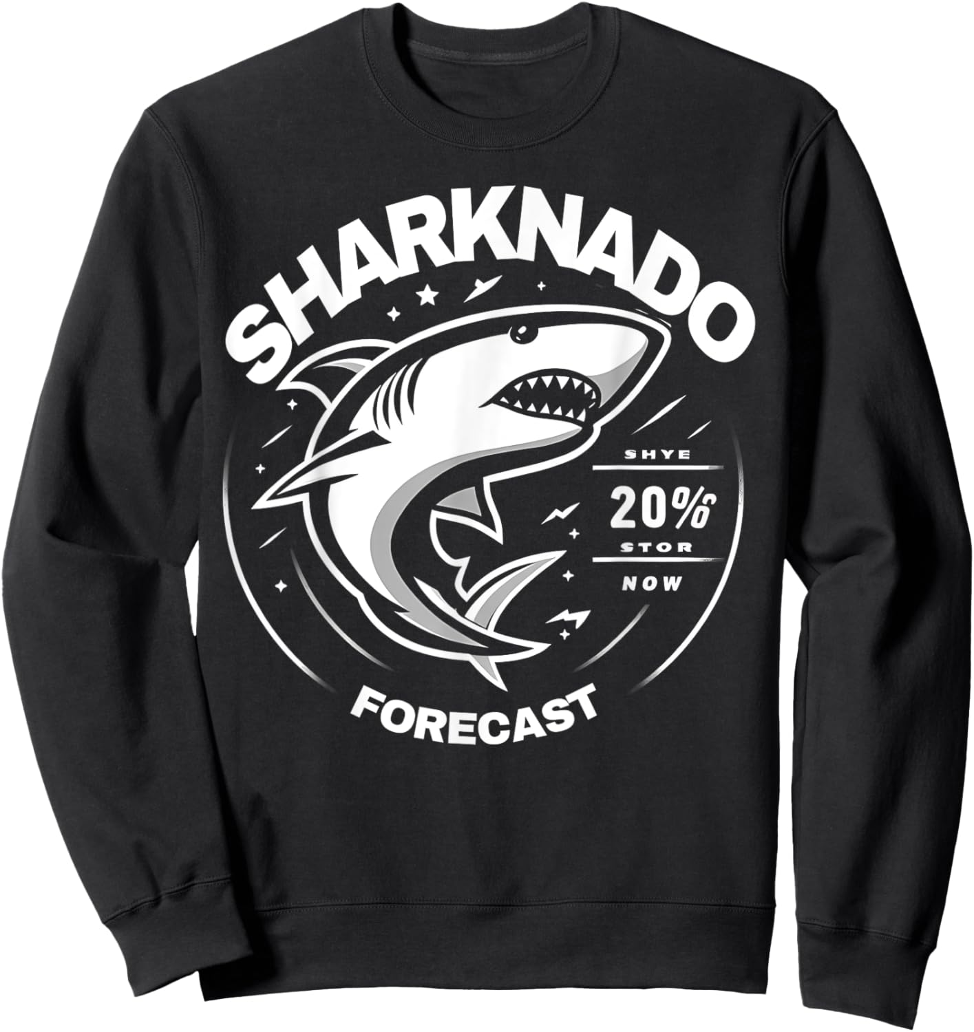 Shark Sharknado Forecast Funny Graphic Sweatshirt - Sweatshirt | Black