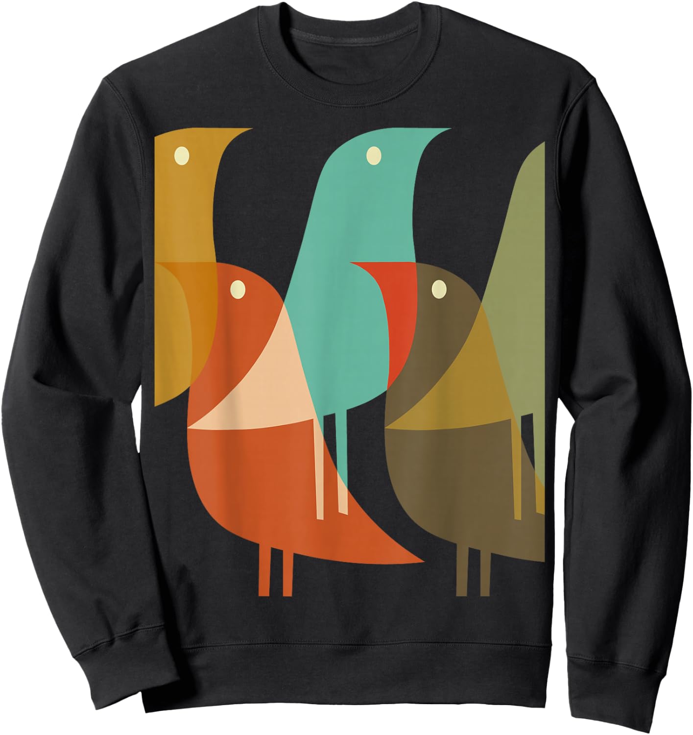 Bird Print Art Deco 60s Surf Beach Hippy Cool Retro Sweatshirt - Sweatshirt | Black