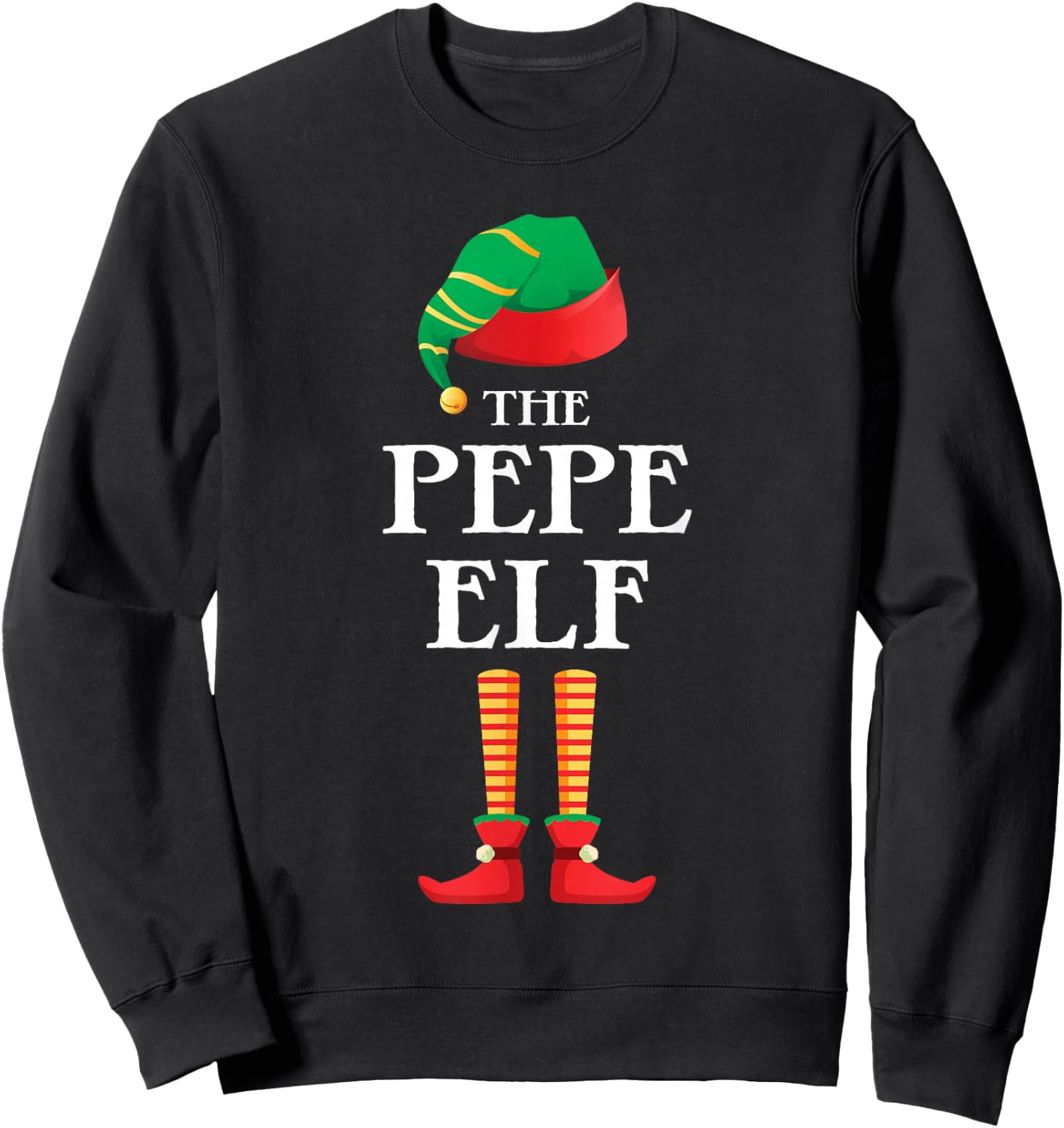 The Pepe Elf Christmas Matching Family Funny Pajama Pj Xmas Sweatshirt - Sweatshirt | Black