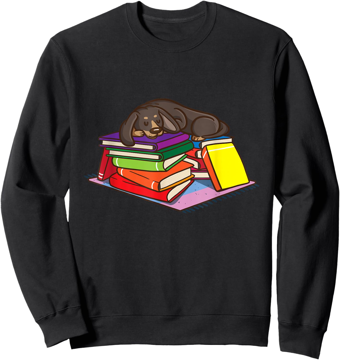 Dachshund Book Reading Lovers Gift Bookworm Girls Teachers Sweatshirt - Sweatshirt | Black