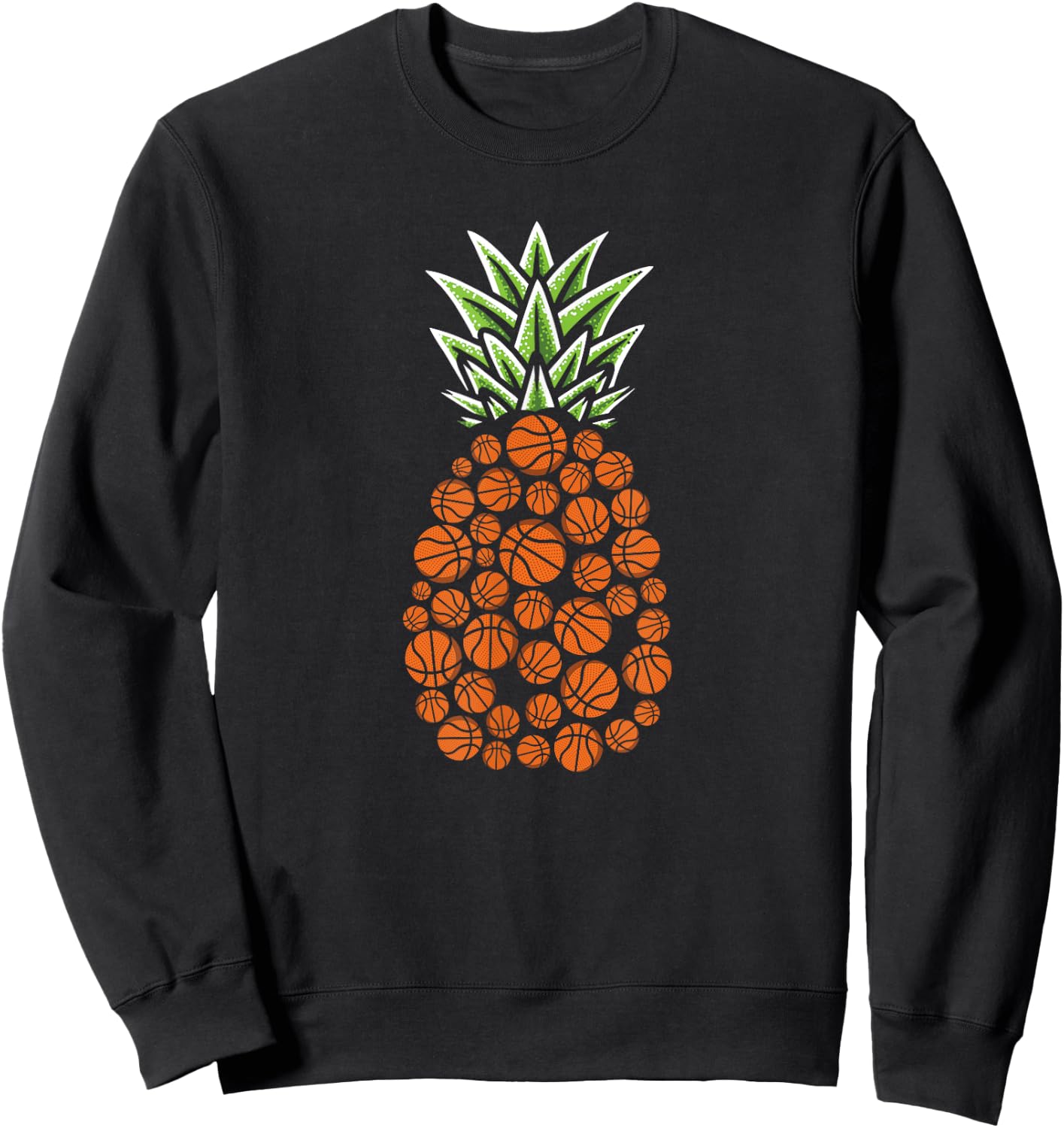 Pineapple Aloha Beaches Hawaii Basketball Sweatshirt - Sweatshirt | Black