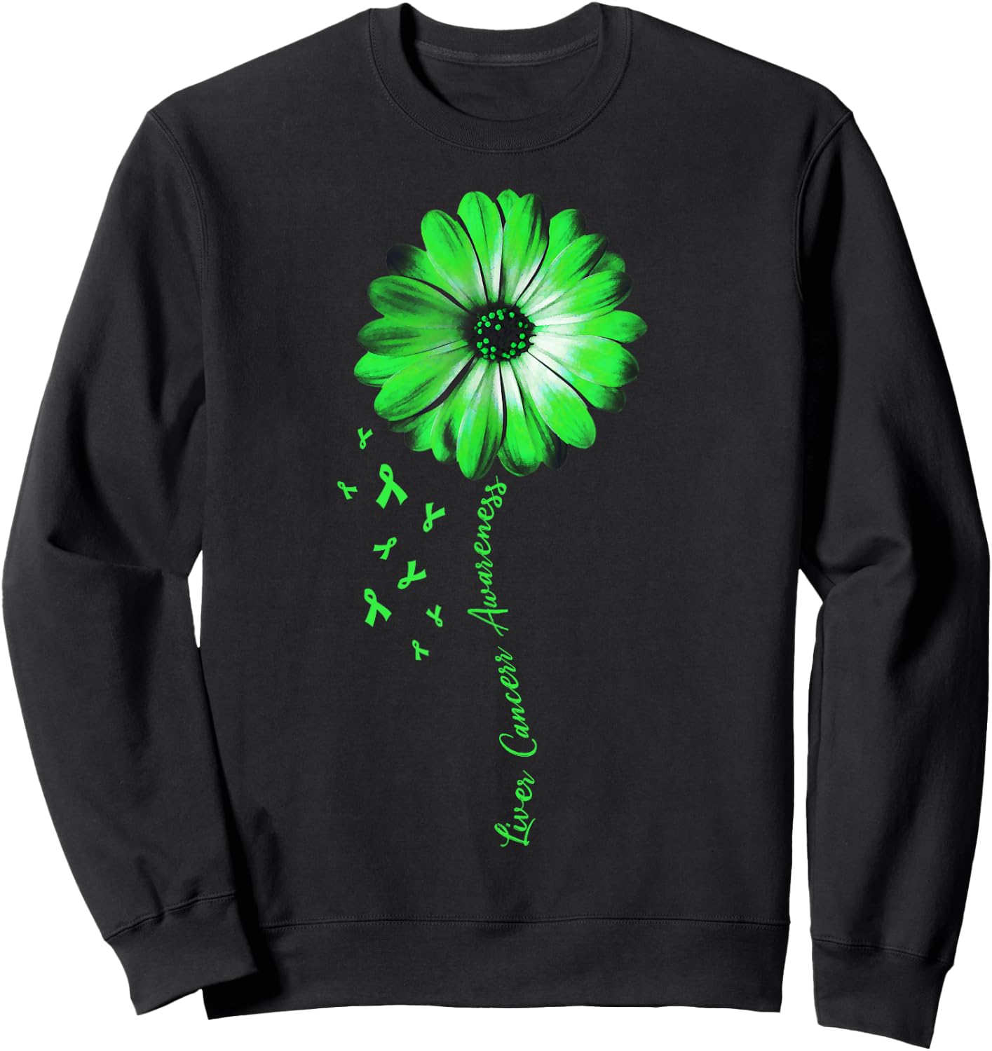 Daisy Flower Liver Cancer Awareness Gifts Sweatshirt - Sweatshirt | Black