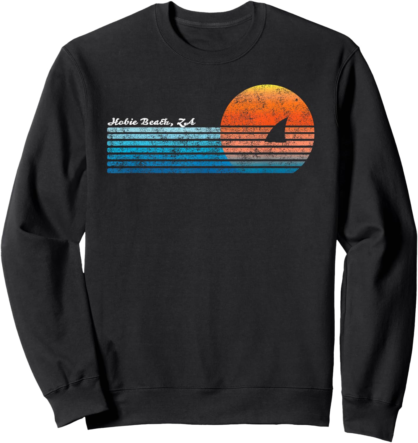 Vintage Hobie Beach Retro 80s Shark Fin Sunset Sweatshirt - Sweatshirt | Black
