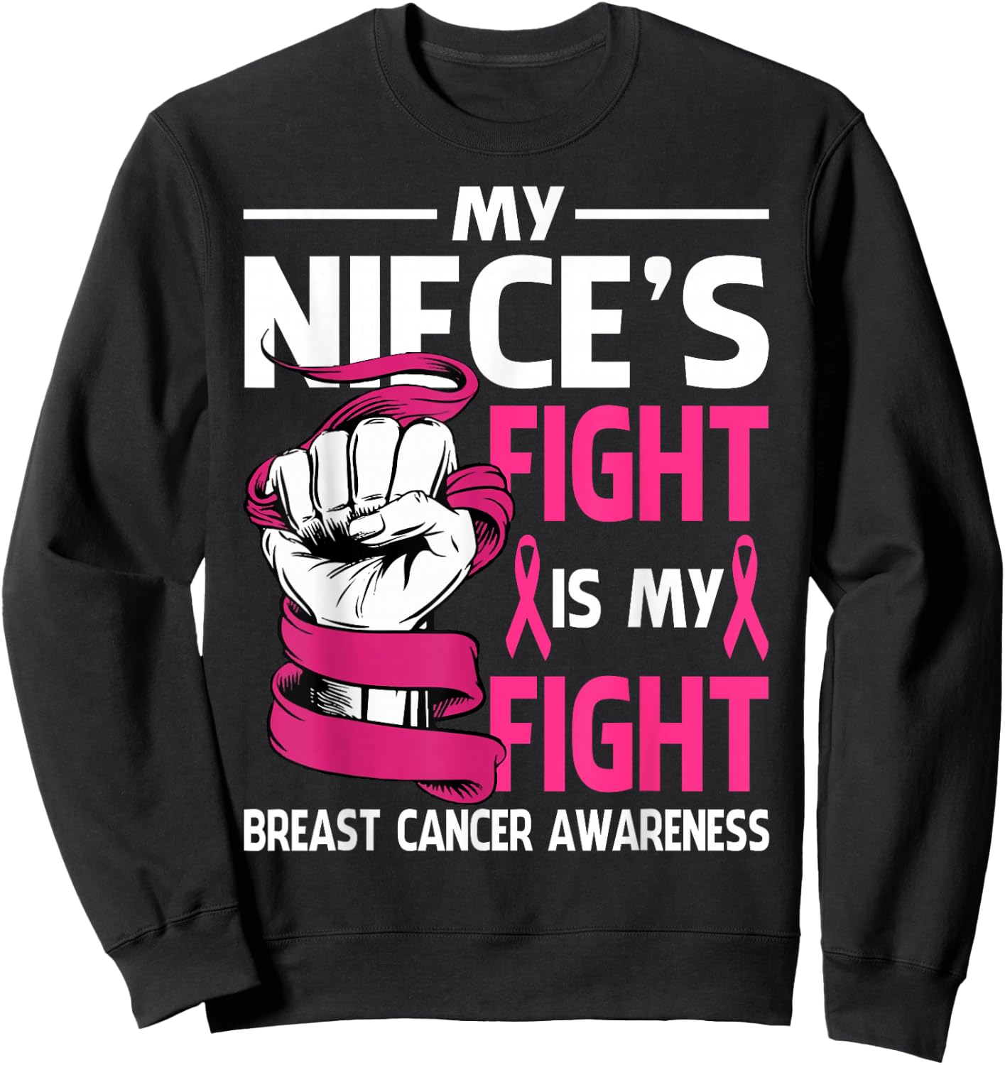 My Niece's Fight Is My Fight Breast Cancer Awareness Sweatshirt - Sweatshirt | Black