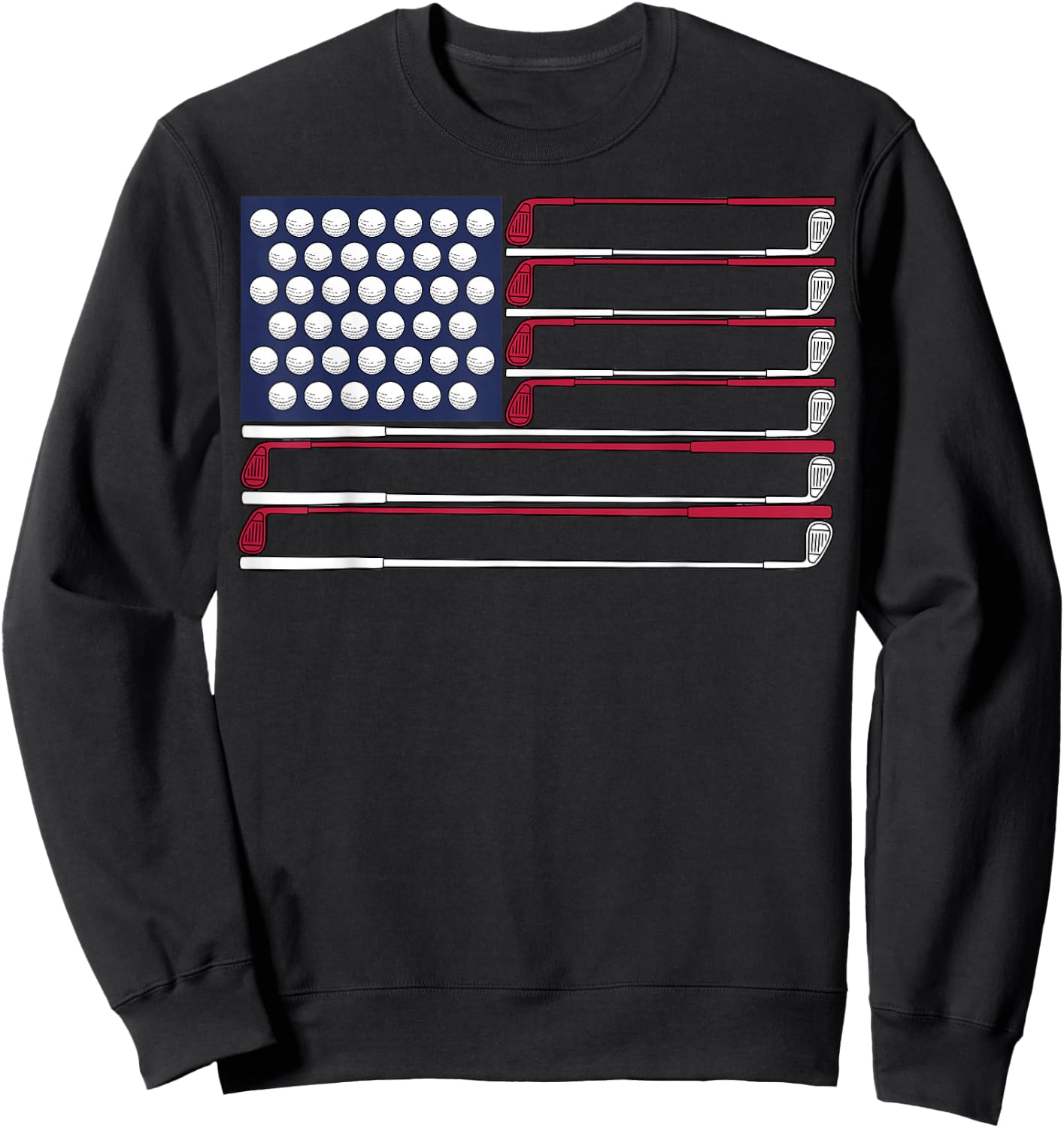Patriotic Golf American 4th of July Golf Clubs American Flag Sweatshirt - Sweatshirt | Black
