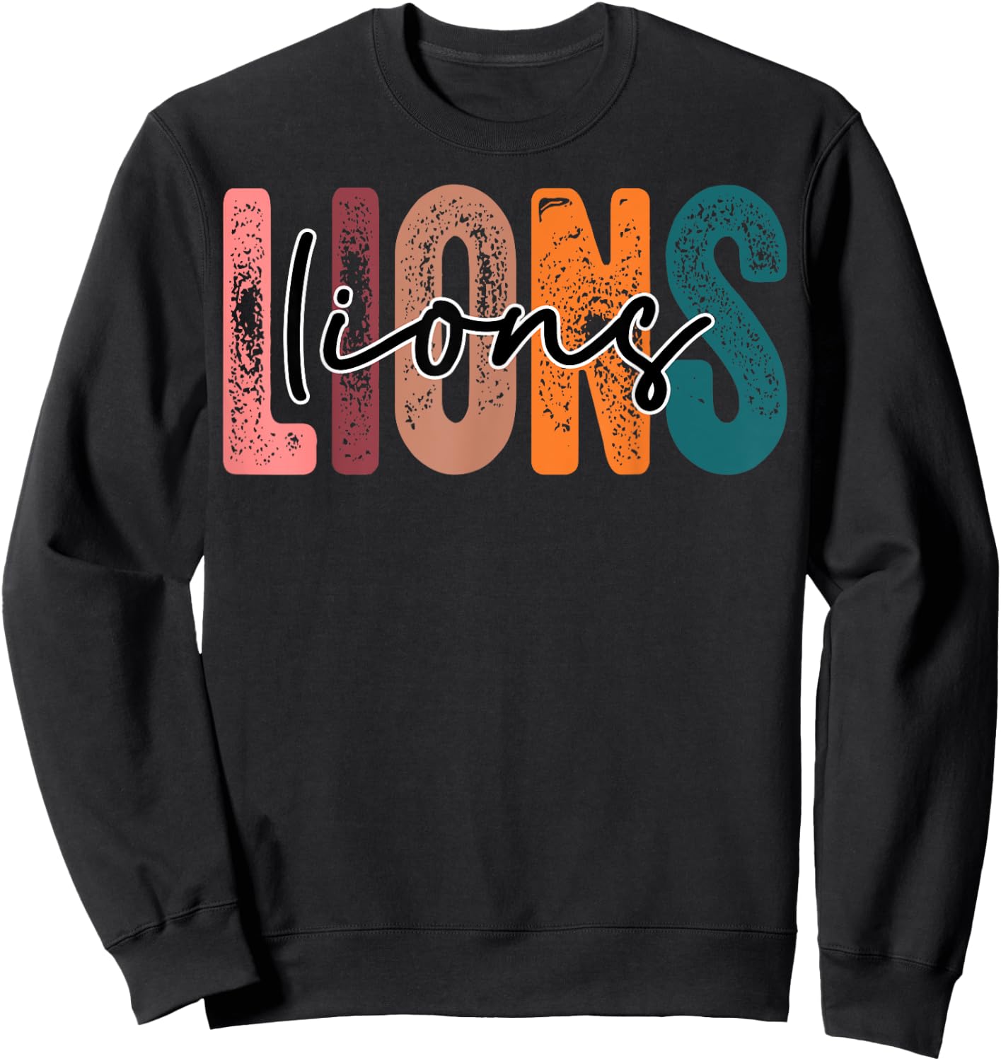 Lions School Sports Fan Team Spirit Sweatshirt - Sweatshirt | Black