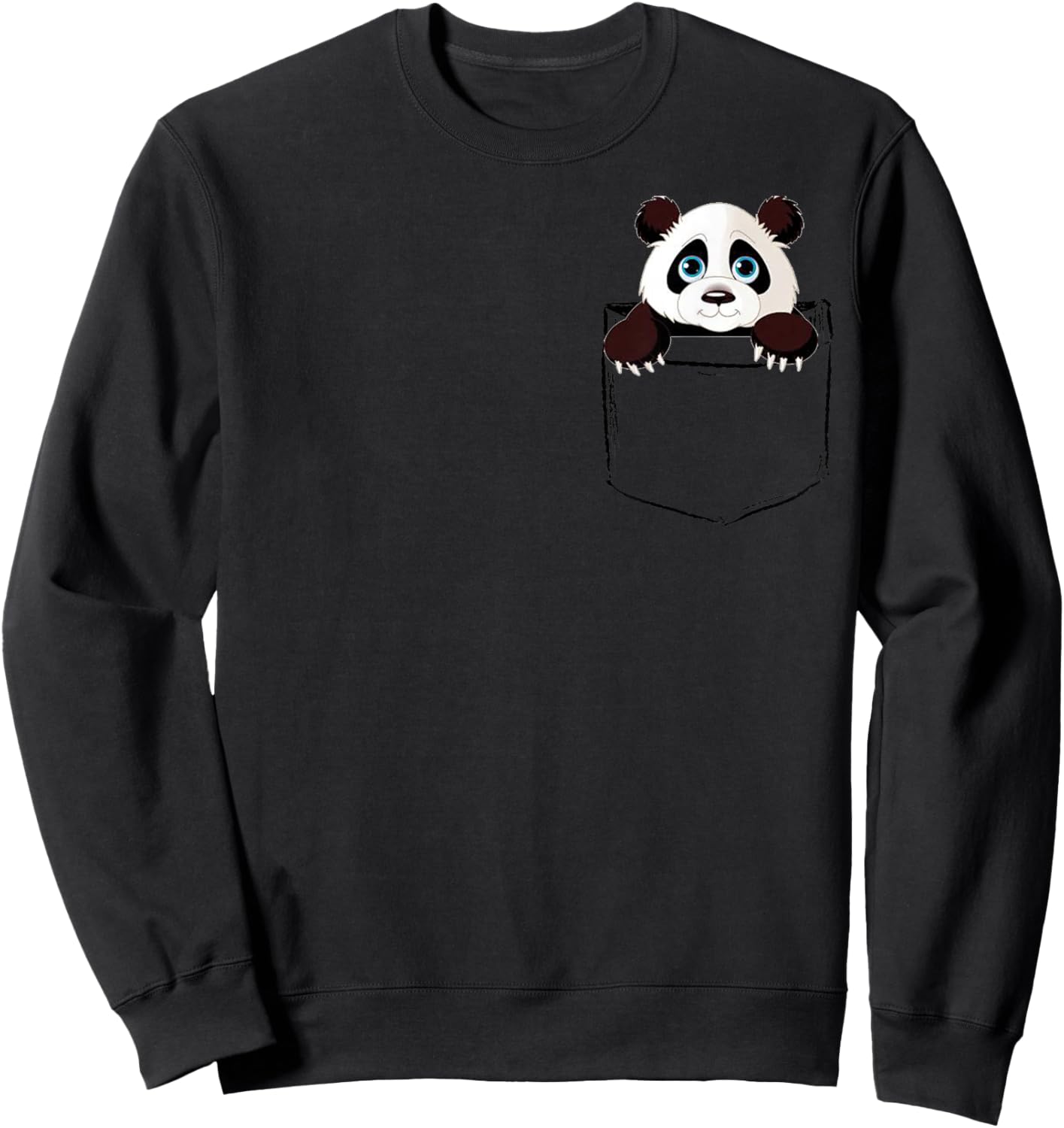 Cute Panda In Pocket Giant Bear Animal Lover Boys Girls Sweatshirt - Sweatshirt | Black