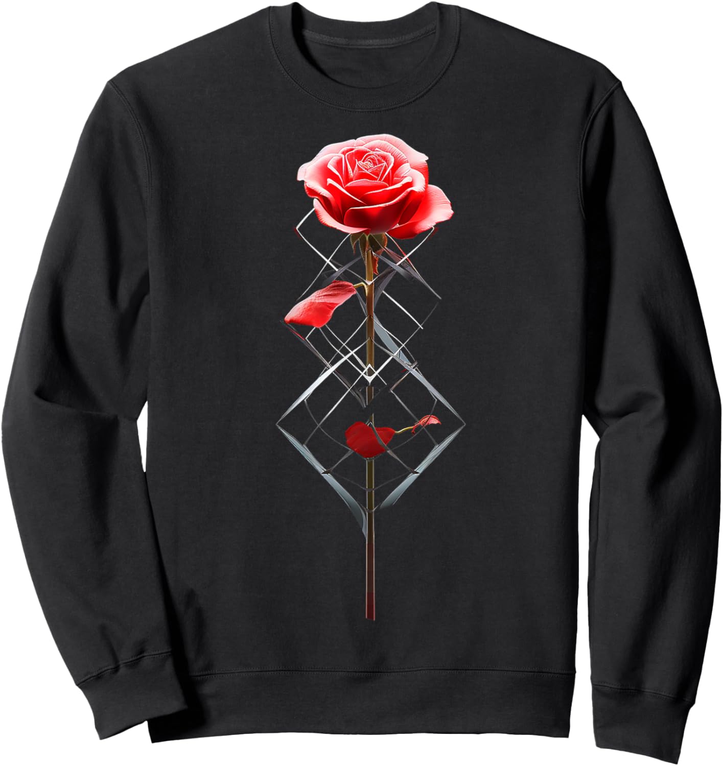Rose Nature Artwork DNA Art Graphic Rose Sweatshirt - Sweatshirt | Black