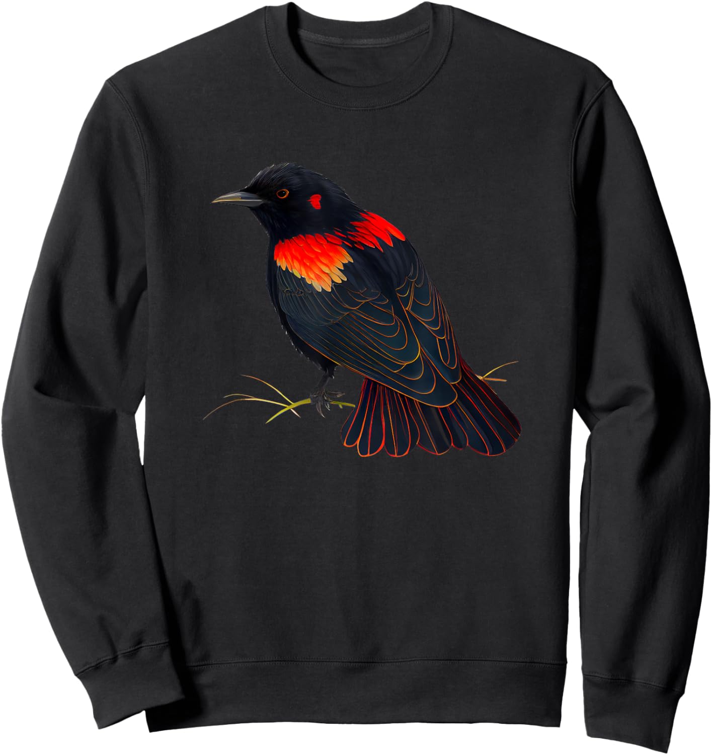 Red-Winged Blackbird Flying Red Winged Blackbird Sweatshirt - Sweatshirt | Black