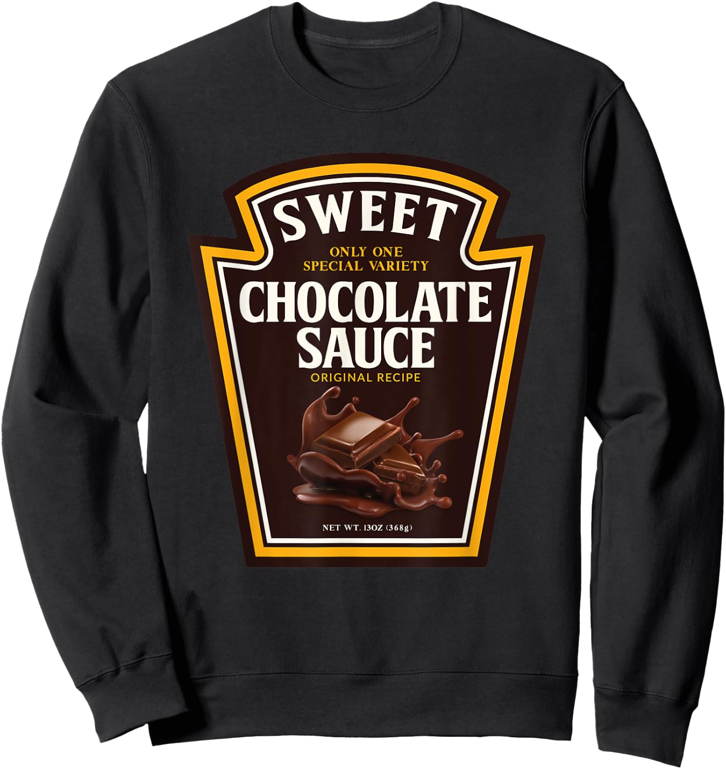Sweet Chocolate Sauce Funny Bottle Label Condiment design Sweatshirt - Sweatshirt | Black