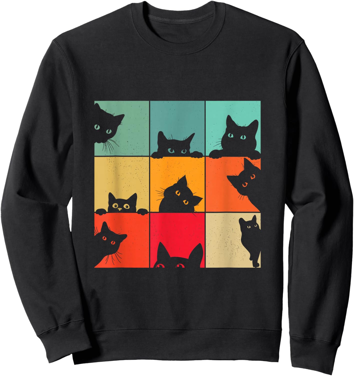 Funny Retro Vintage Curious Black Cat For Cats Lover Sweatshirt - Sweatshirt | Black