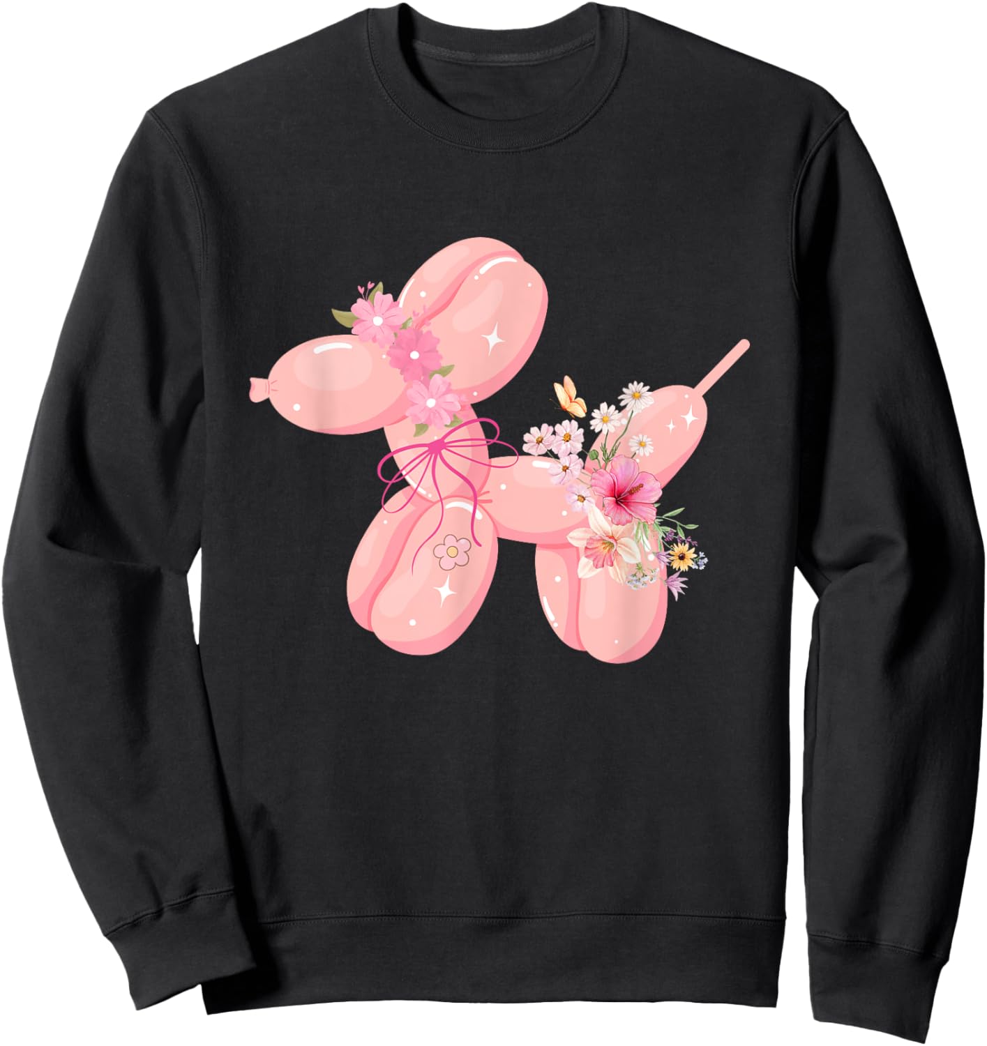 with Floral Crown | Spring Aesthetic Women Kids Sweatshirt - Sweatshirt | Black