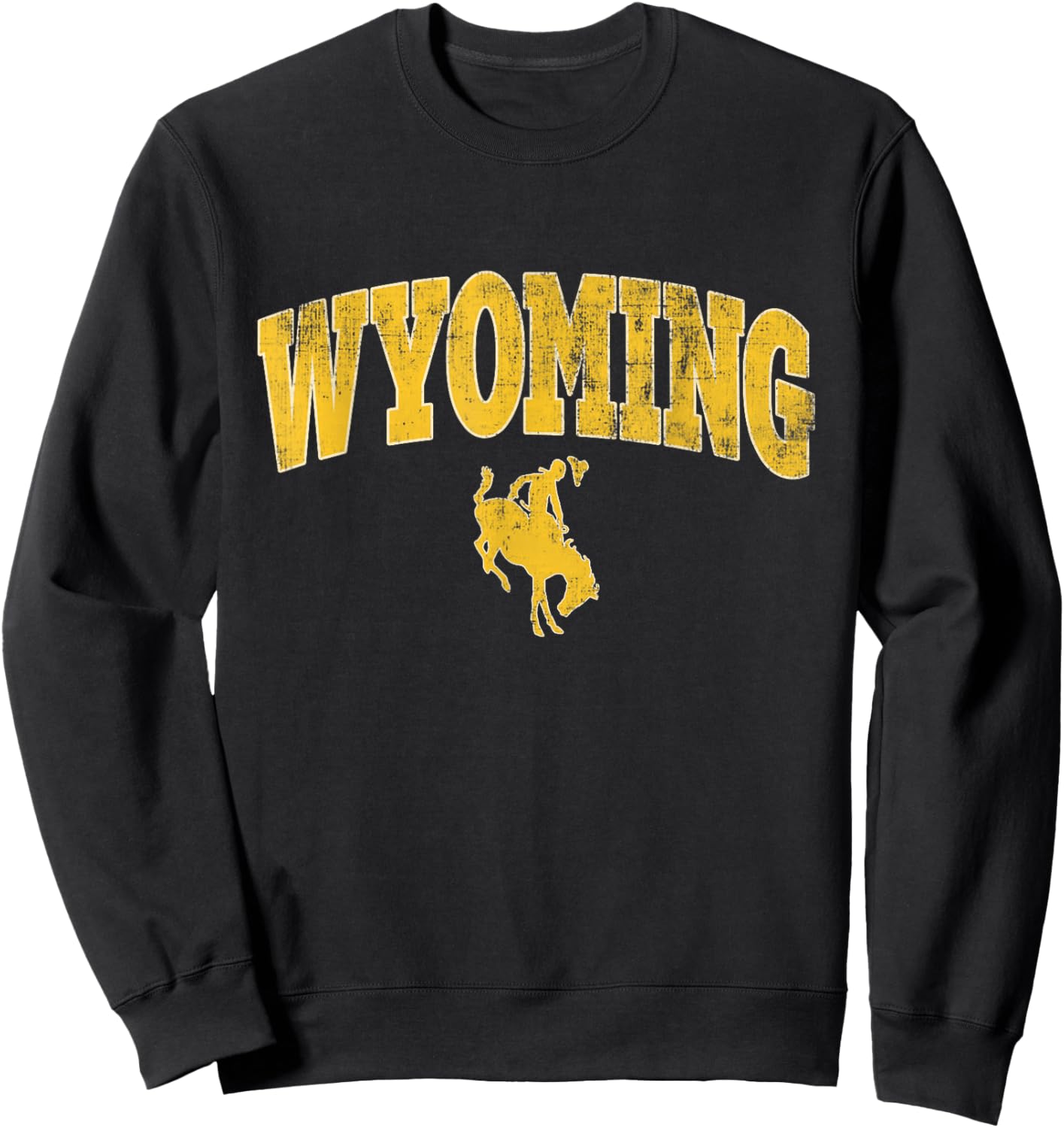 Wyoming Funny Retro Cowboy Riding A Bucking Horse Sweatshirt - Sweatshirt | Black