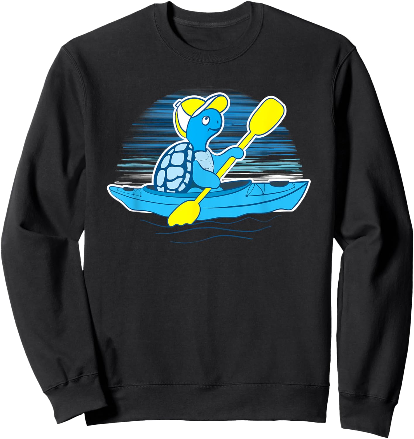 Tortoise Kayaker Kayaking Graphic Turtle Kayak Sweatshirt - Sweatshirt | Black