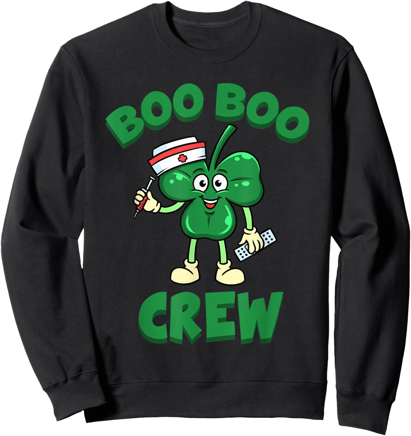 St Patrick's Day Nurse Shirt Boo Boo Crew Green Lucky Sweatshirt - Sweatshirt | Black