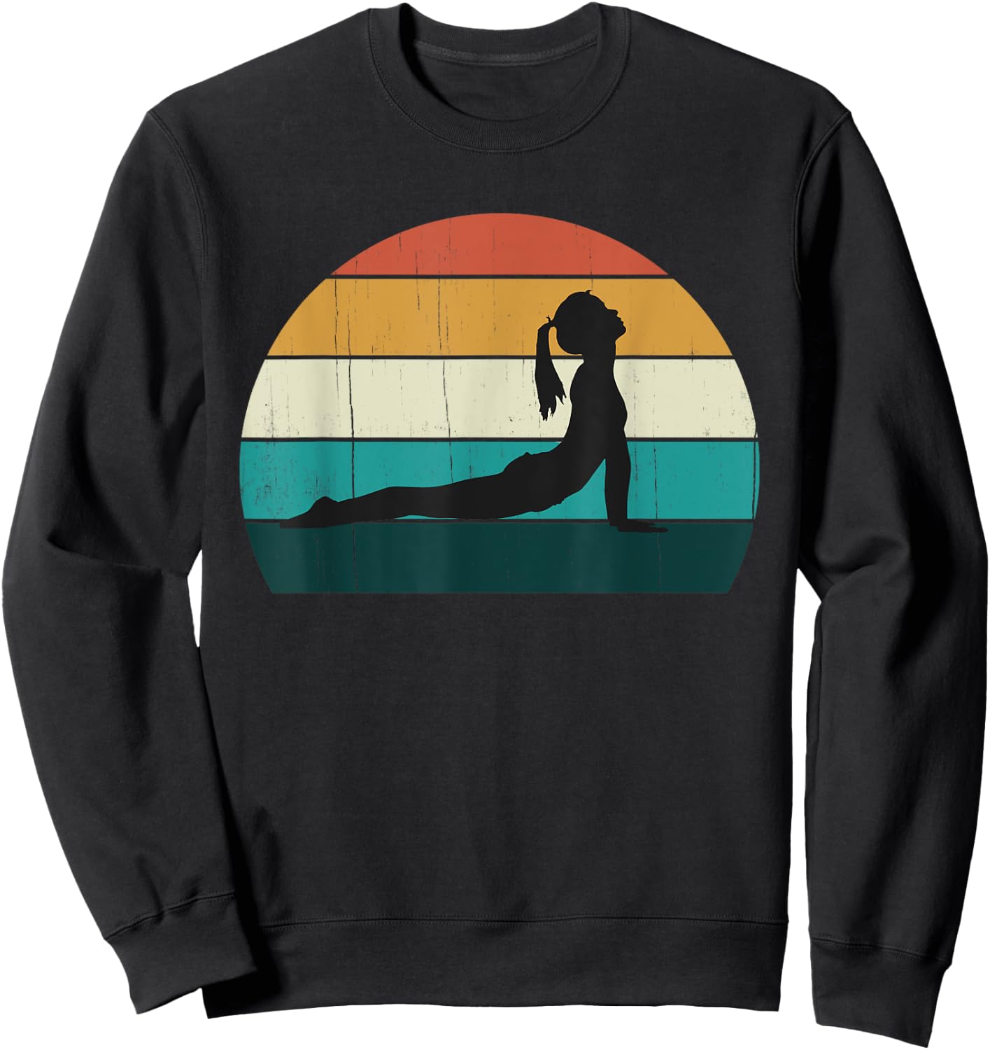 Retro Yoga Pose: Vintage Mind Meditation / Body Workout Gift Sweatshirt - Sweatshirt | Black