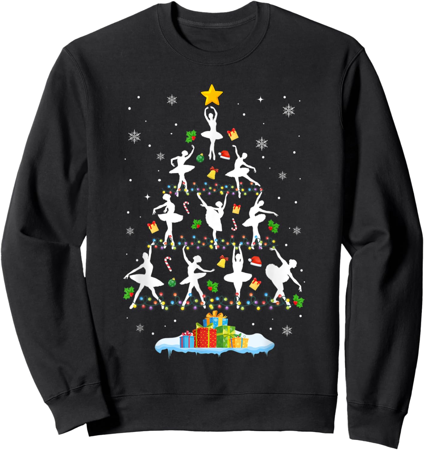 Ballet Christmas Tree Merry Christmas Ballet Dancer Sweatshirt - Sweatshirt | Black