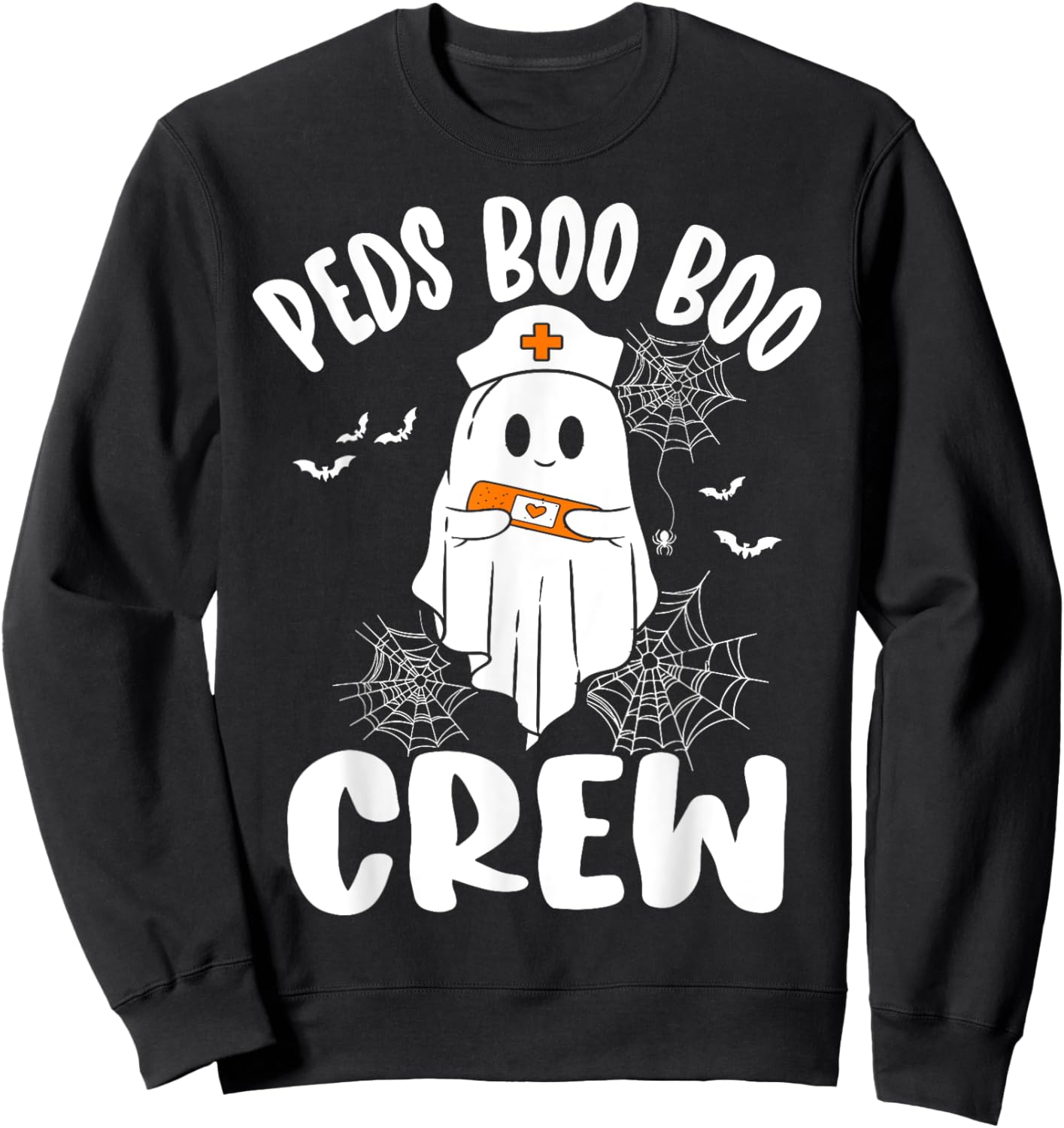 Peds Nurse Boo Crew Nurse Ghost Funny Halloween Sweatshirt - Sweatshirt | Black