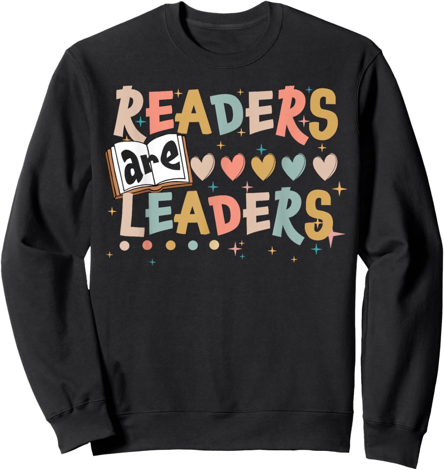 Retro Readers Are Leaders Cute Heart Back To School Sweatshirt - Sweatshirt | Black