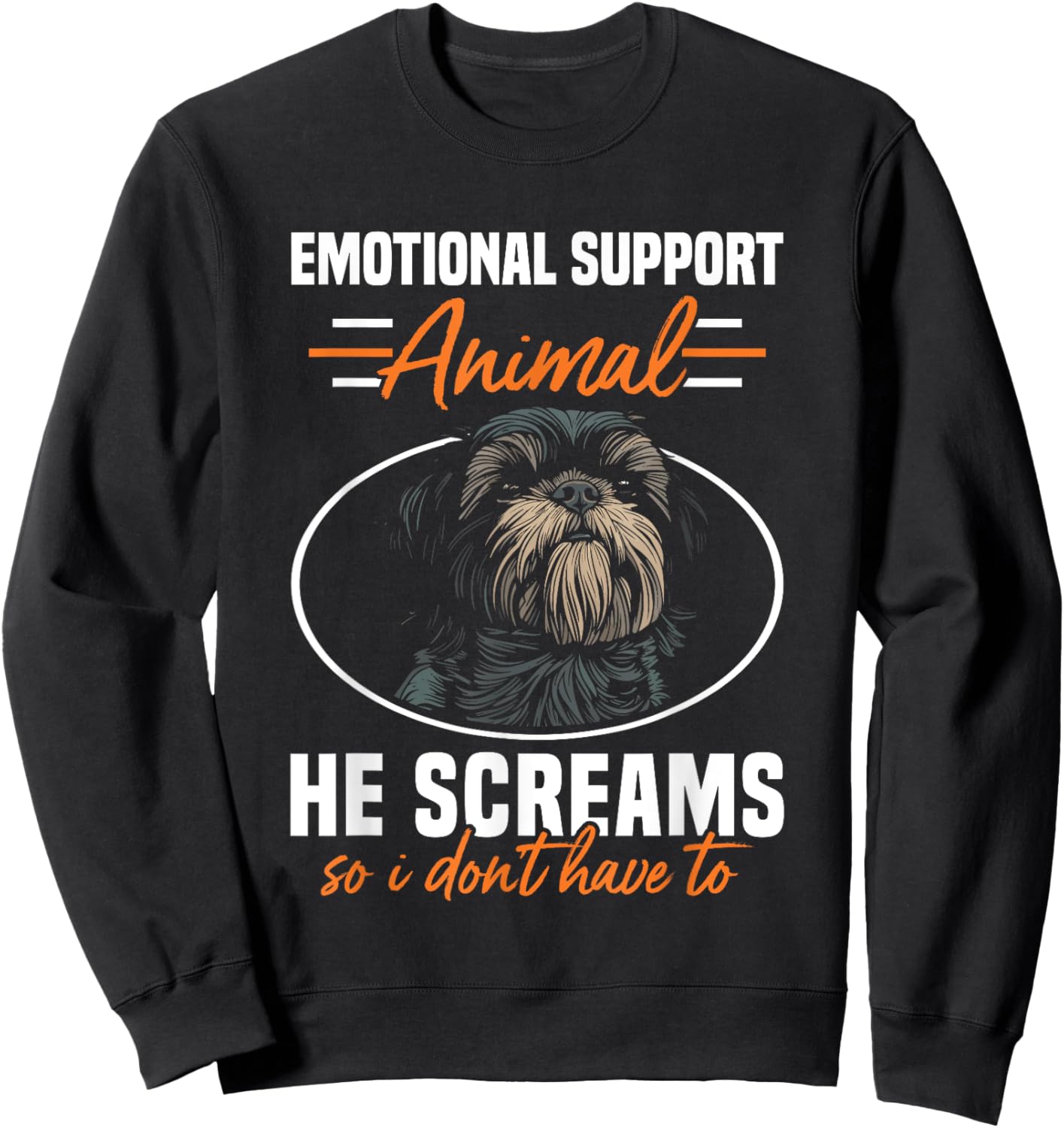 Emotional Support Animal Dog Breed Shih Tzu Dog Lover Sweatshirt - Sweatshirt | Black