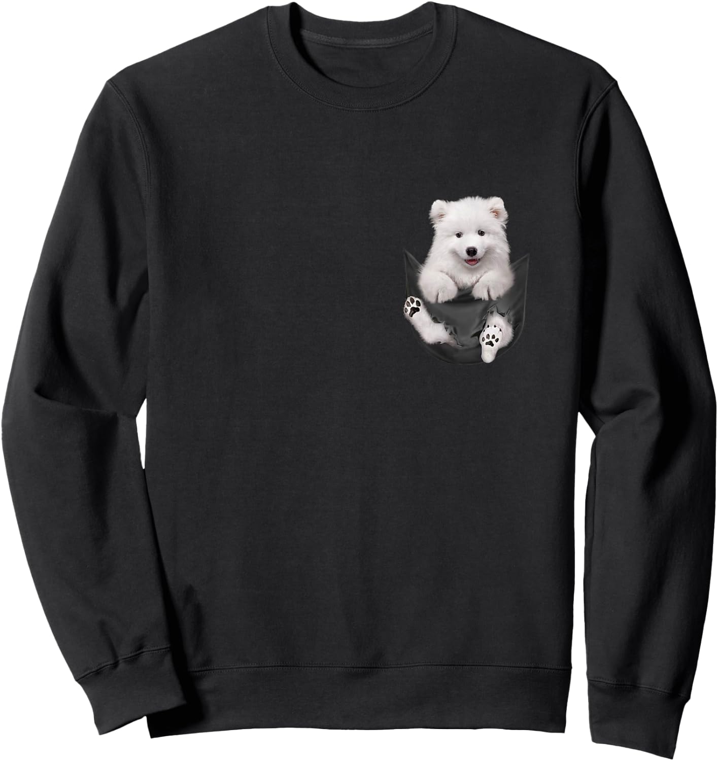 Dog Lovers Gifts Samoyed In Pocket Funny Dog Face Sweatshirt - Sweatshirt | Black