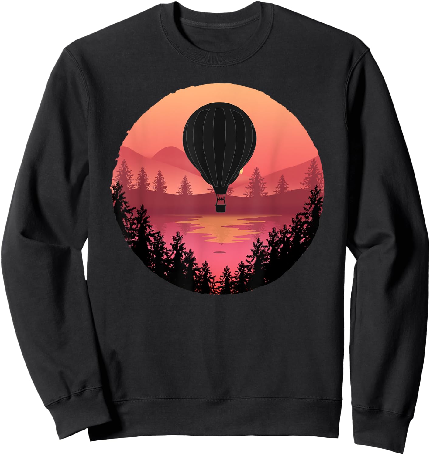 Pretty Flying Hot Air Balloon: Cool Sunset Ballooning Lovers Sweatshirt - Sweatshirt | Black