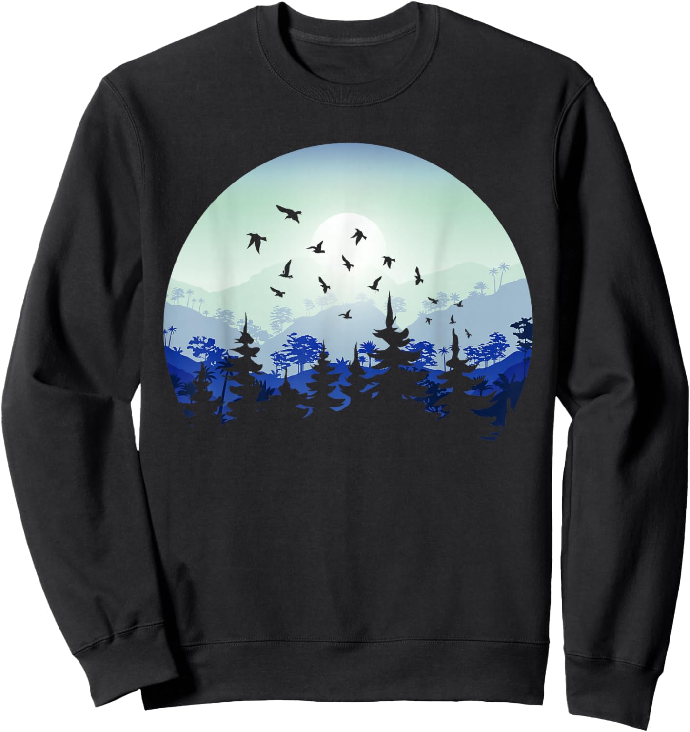 Mountain Wildlife Nature Retro Forest Gift -Adults Black Short Sleeve Classic Fit Small Nature-Themed Hiking Sweatshirt - Sweatshirt | Black