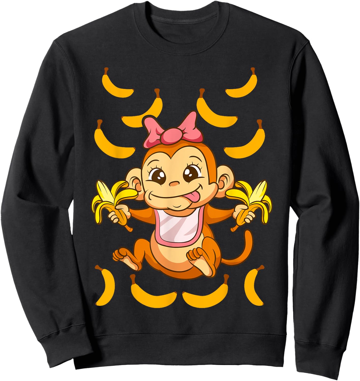 Baby Monkey Monkeys Zoo Animals Bananas Cute Kids Sweatshirt - Sweatshirt | Black