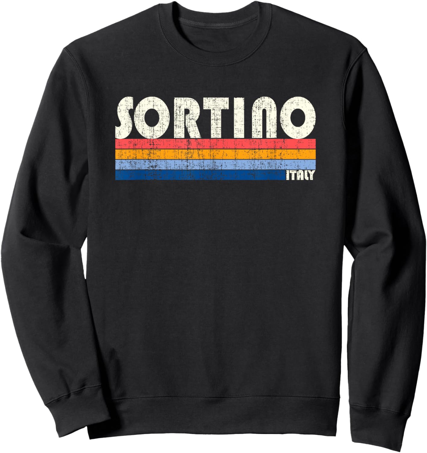 Sortino, Italy Retro 70s 80s Style Sweatshirt - Sweatshirt | Black