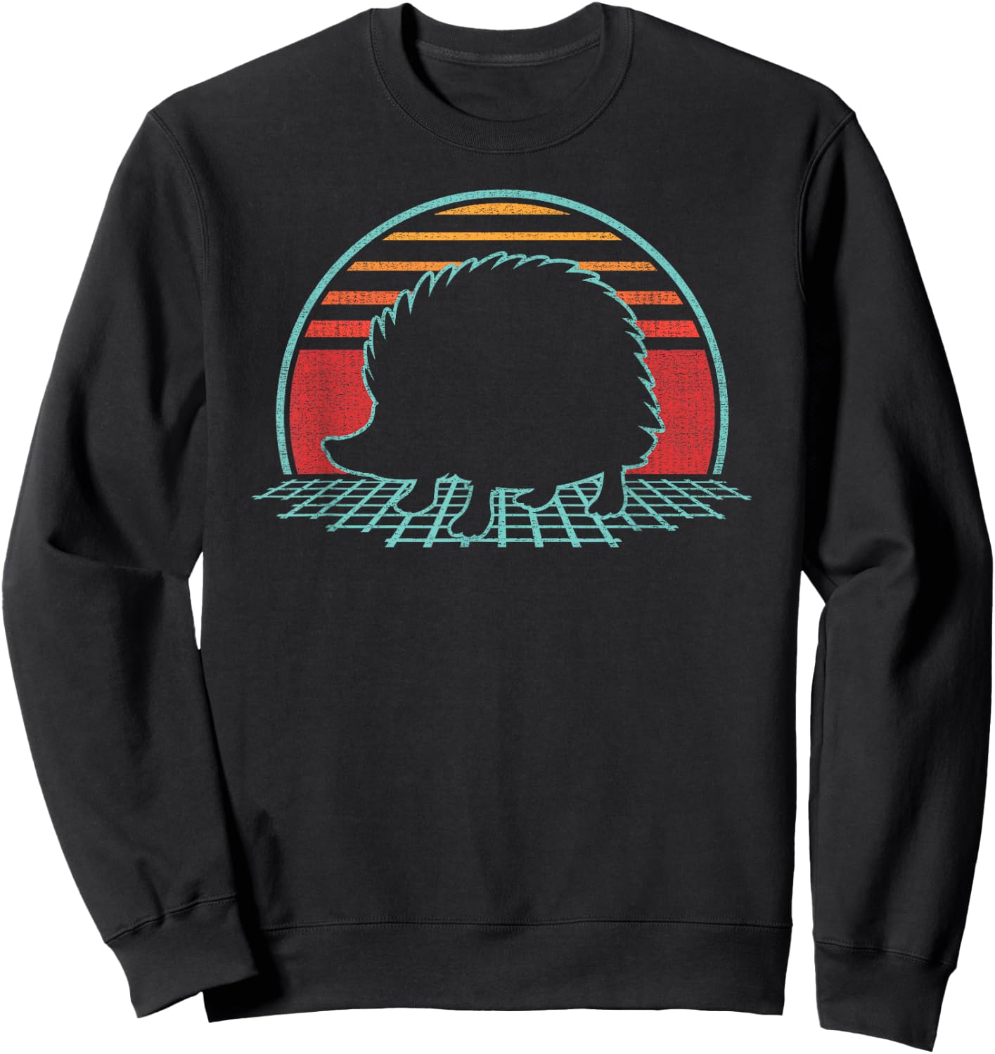 Hedgehog Lover Animal Retro Vintage 80s Style Sweatshirt - Sweatshirt | Black