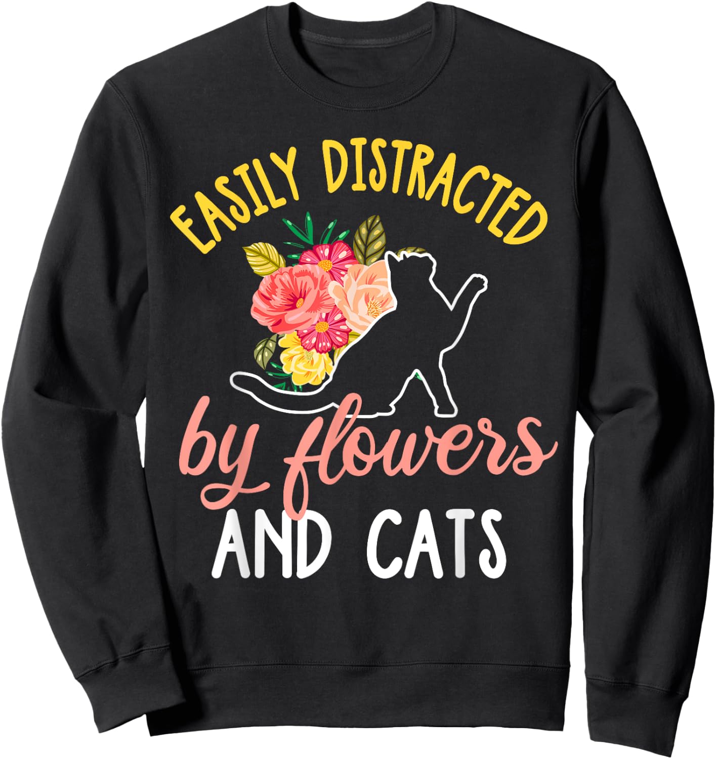 Florist Cat Shirt Funny Floral Designer Cat Lover Gift Sweatshirt - Sweatshirt | Black
