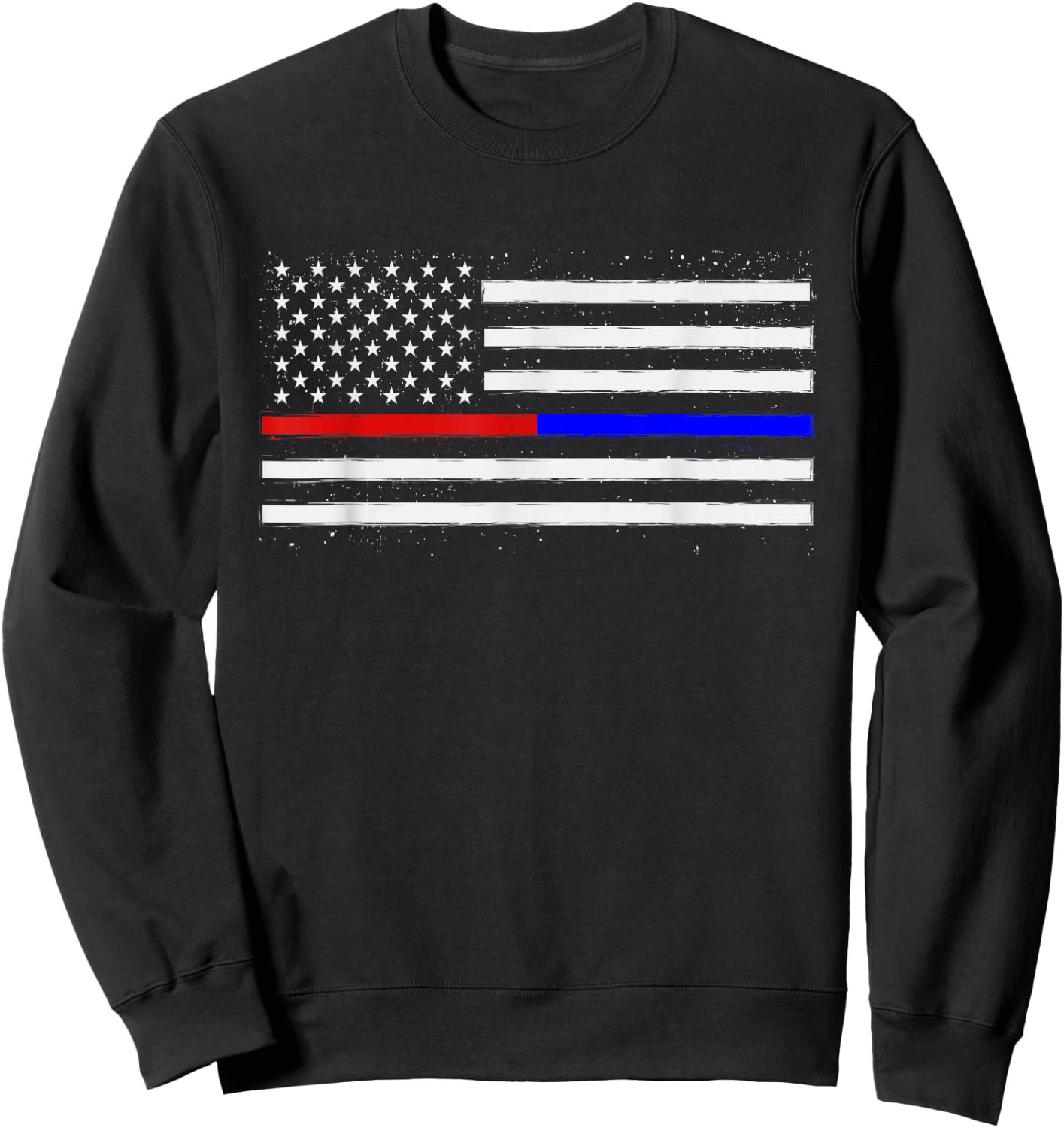 USA Flag Thin Red Line Fire Fighter Sweatshirt - Sweatshirt | Black