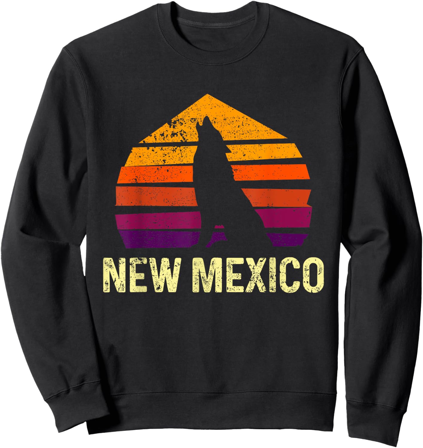 Vintage New Mexico, NM Retro Wolf Outdoor Sweatshirt - Sweatshirt | Black
