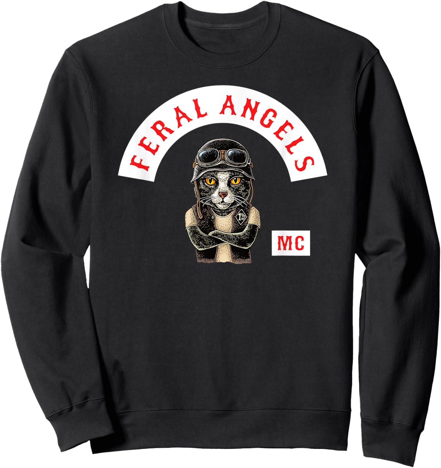Feral Angels Biker Cat Motorcycle Club Sweatshirt - Sweatshirt | Black